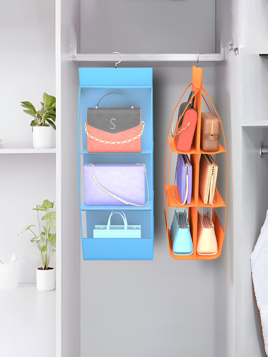 Aura Blue & Orange 2 Pieces Storage  6 Pocket Hanging Organizers