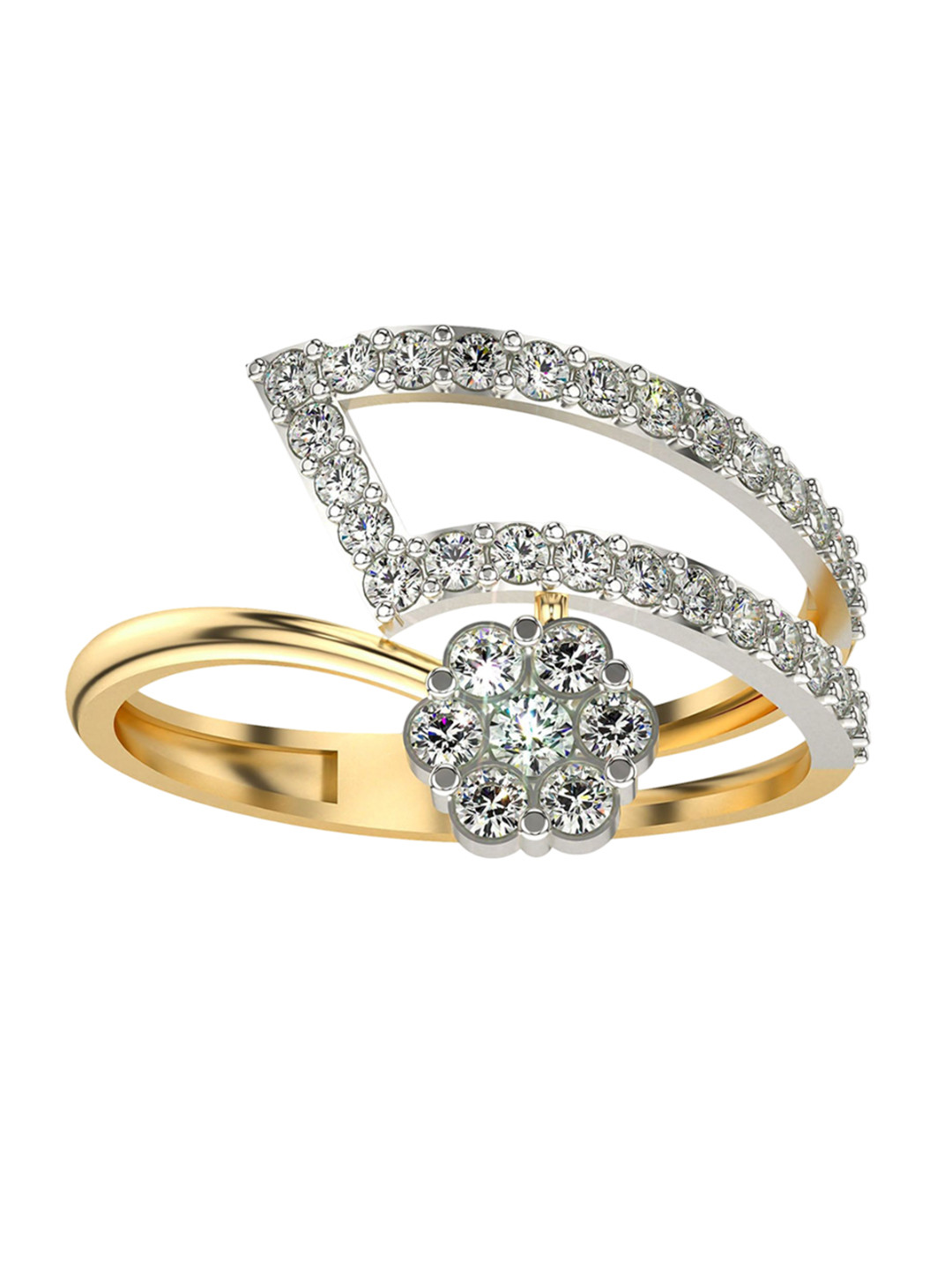 VALANOVA 14KT Gold Diamond Studded Ring 1.94 g