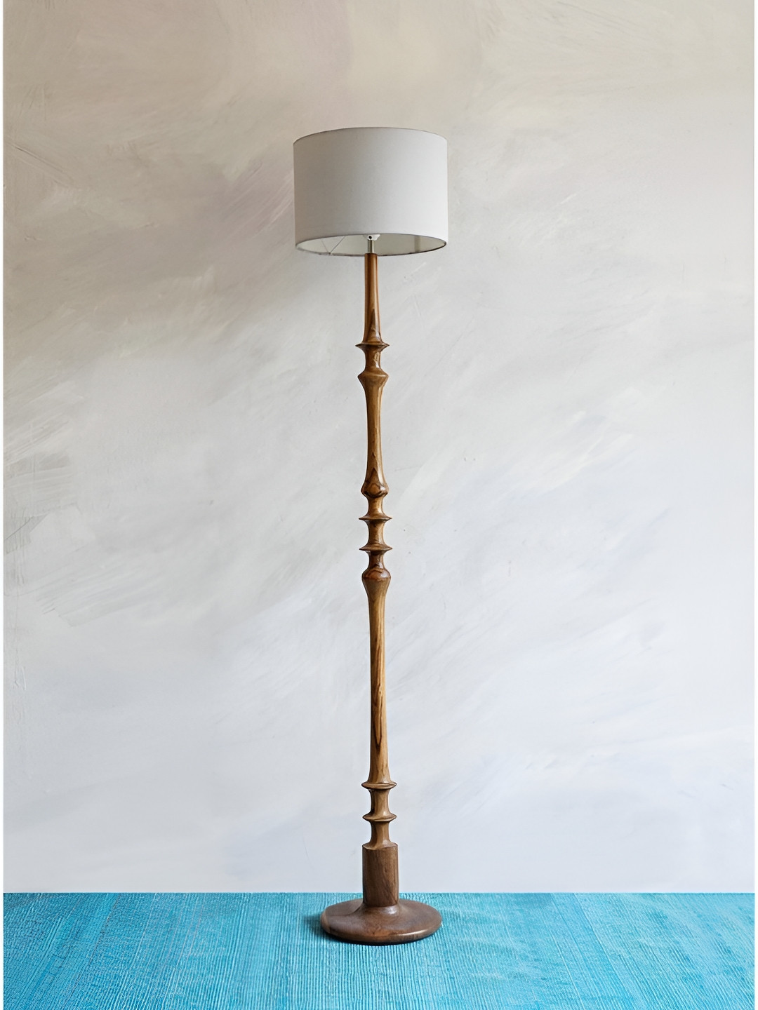 FREEDOM TREE Brown Wooden Without Lampshade FloorLamp