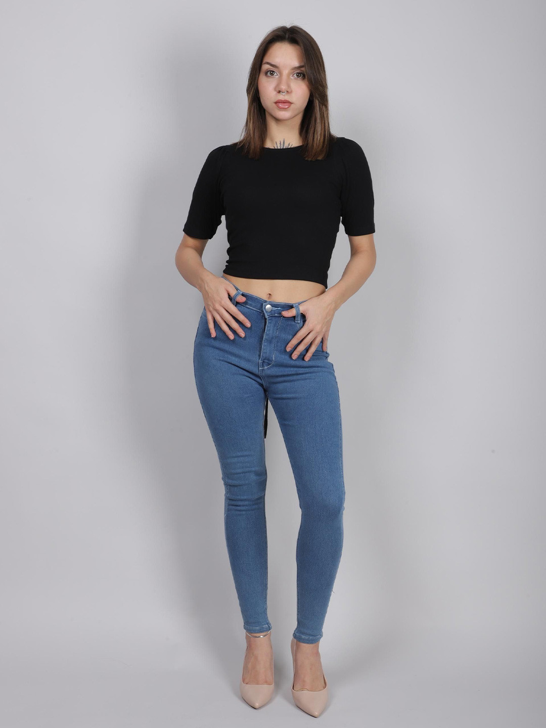 SWISHIN Women Cotton Round Neck Crop Top