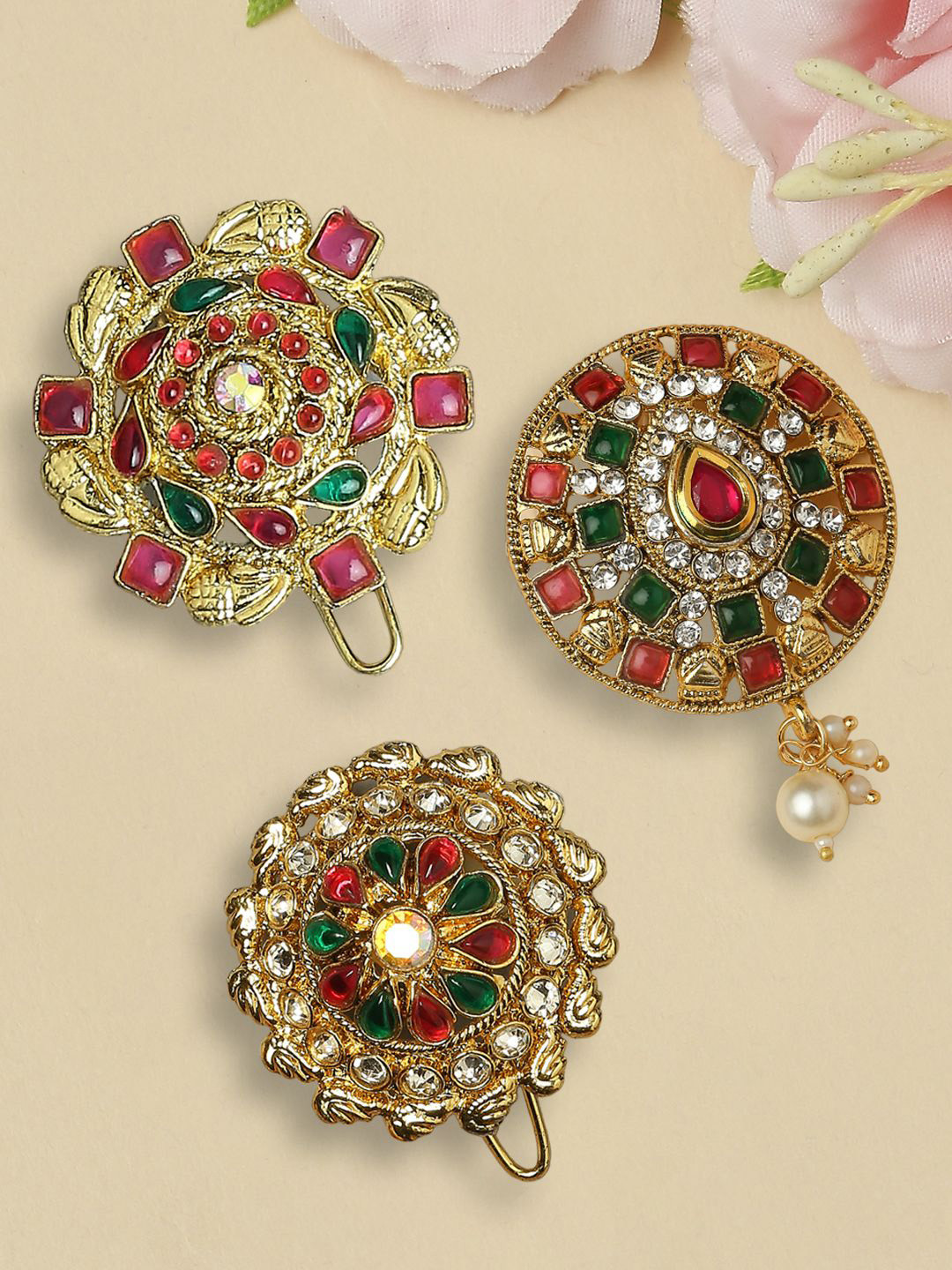 fabula Artificial Stones Studded and Beaded Bun Pin