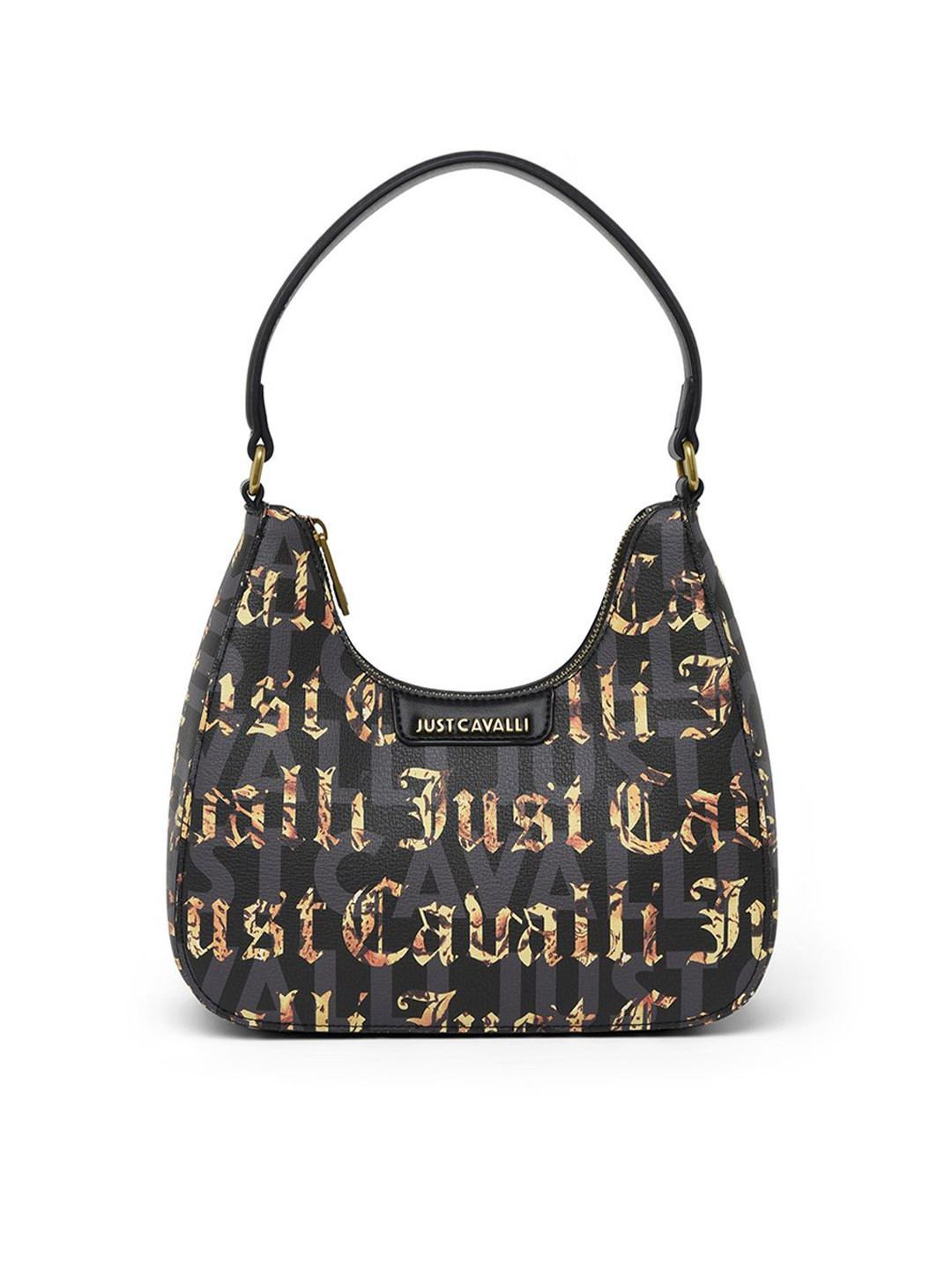 Just Cavalli Brand Logo Printed Structured Shoulder Bag