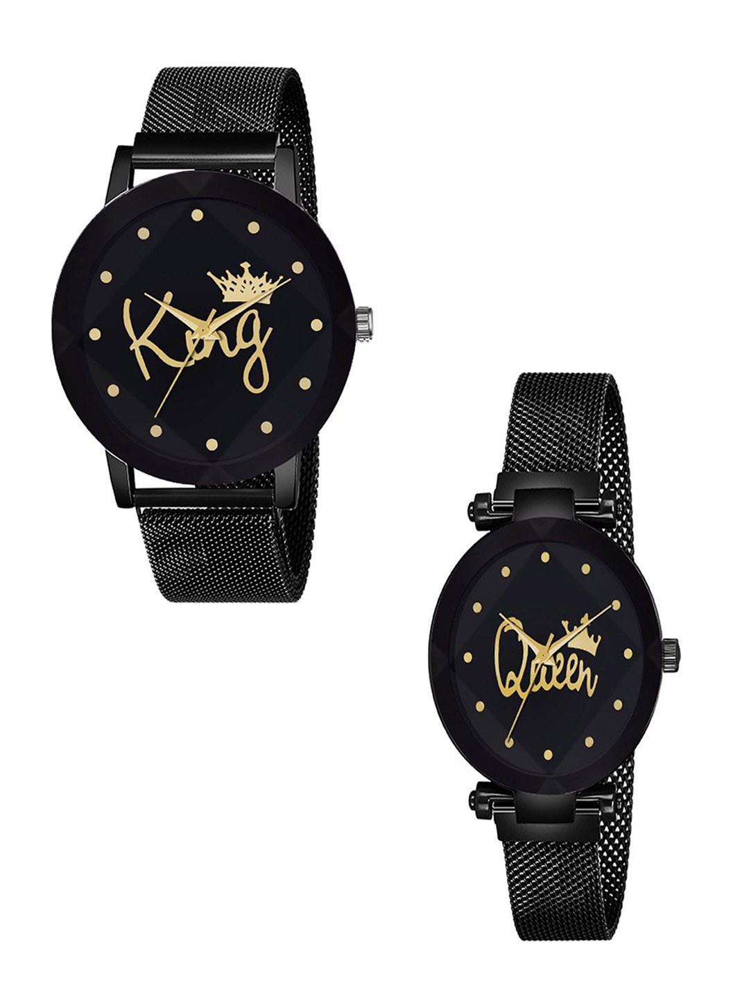 CSAMON Unisex Pack of 2 Printed Dial Analogue Watch Prizam King Queen