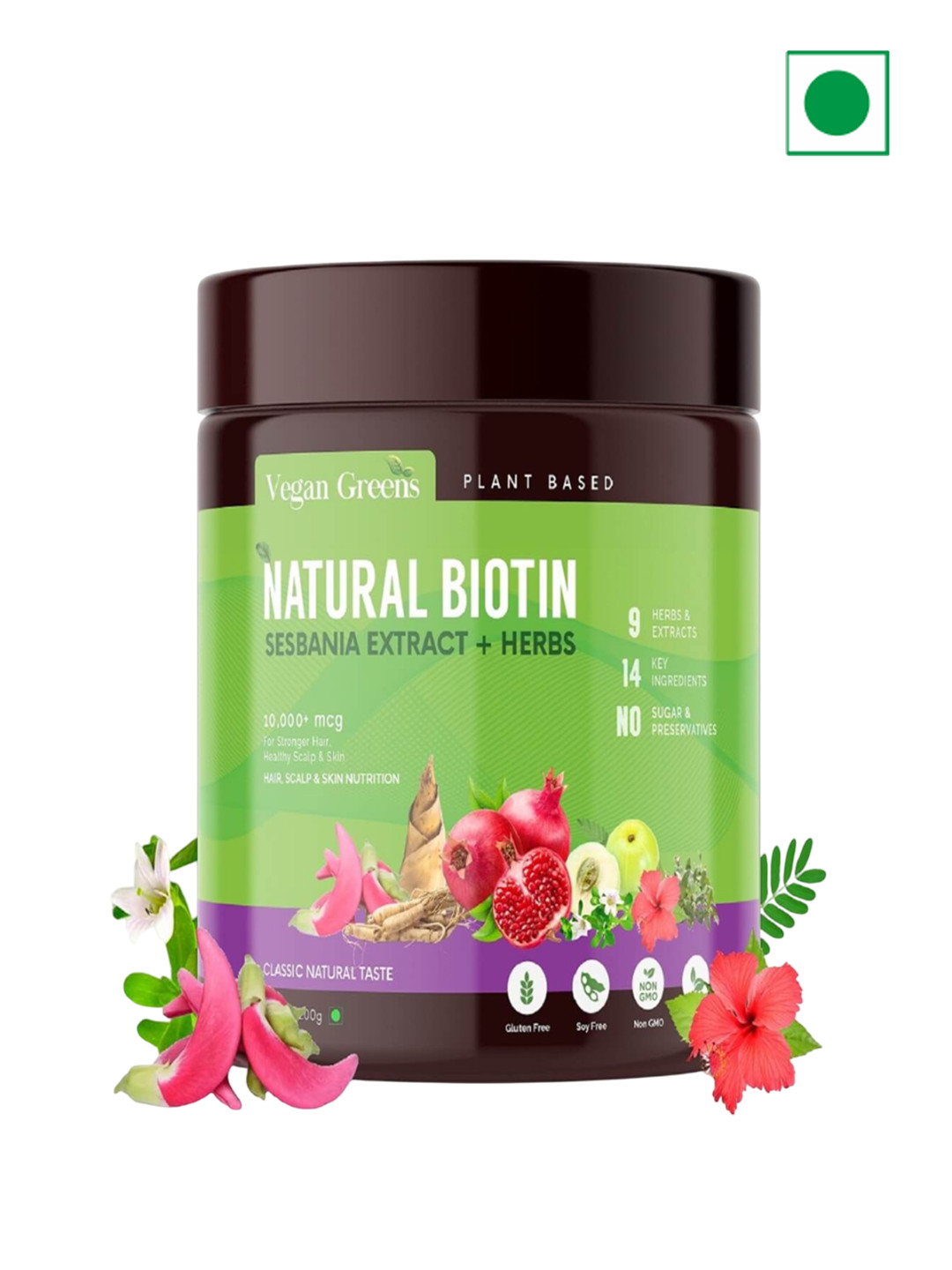Vegan Greens Natural Plant Biotin- 200 g