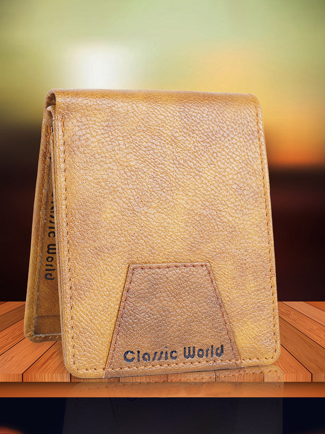 classic world Men Two Fold Wallet With Flap Coin Pocket