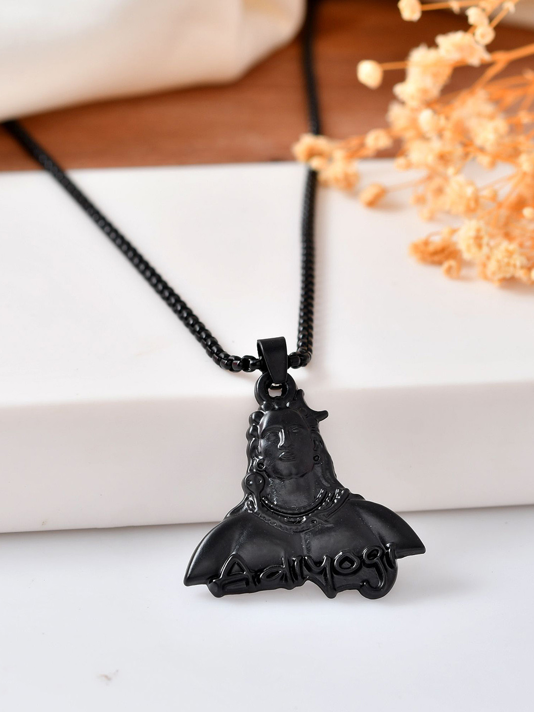 PASU FASHION Unisex Stainless Steel Titanium Adi Yogi Pendant With Chain