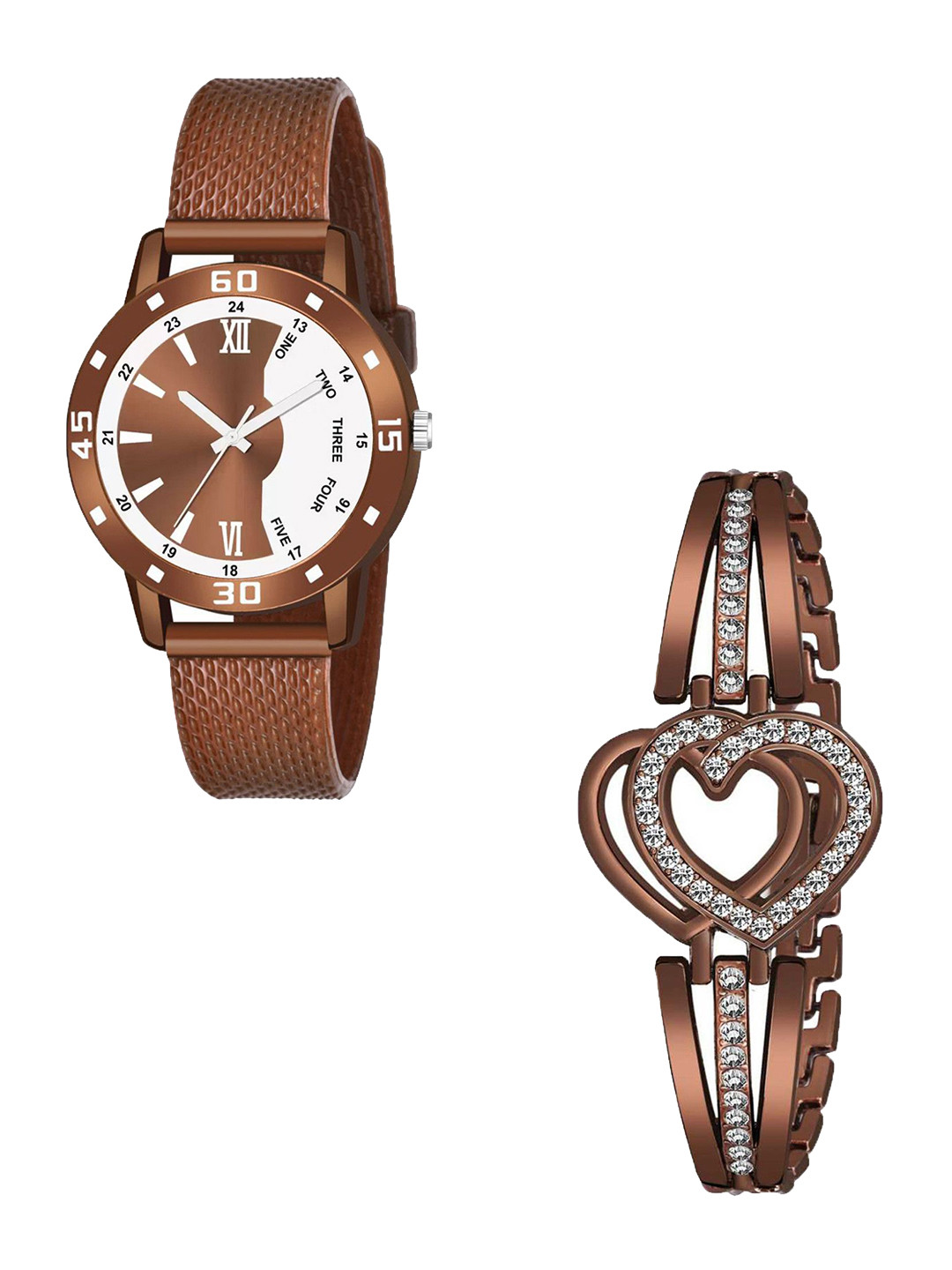 CSAMON Women Pack of 2 Analogue Watch with Bracelet C1002BRO Aeivyo S W H Breclect