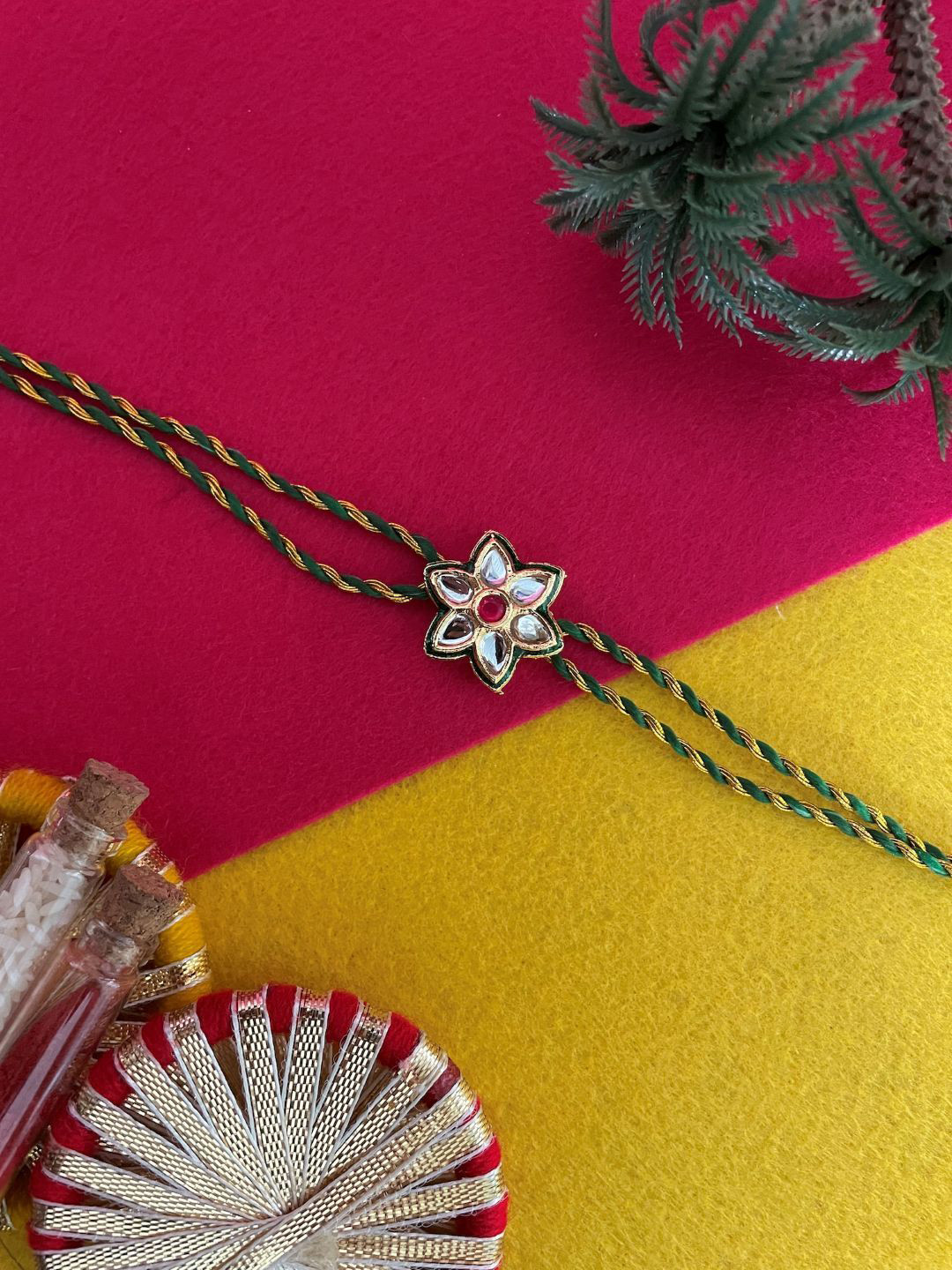 Digital Dress Room Kundan Studded Thread Rakhi