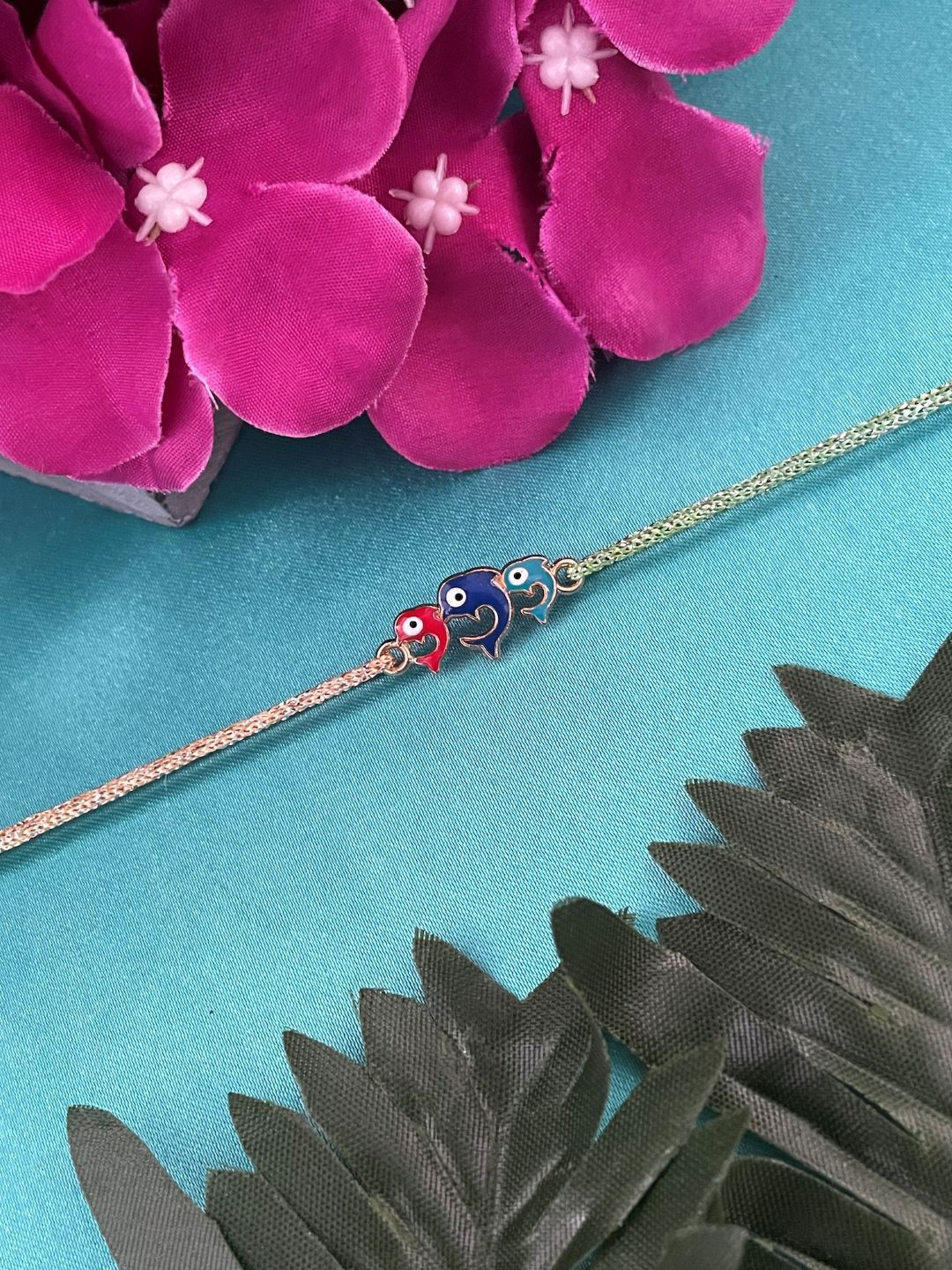 Digital Dress Room Dolphin Evil Eye Charm Thread Rakhi