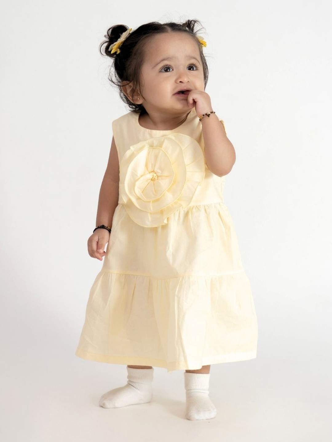 haus & kinder Girls Pure Cotton Rose Corsage Frock