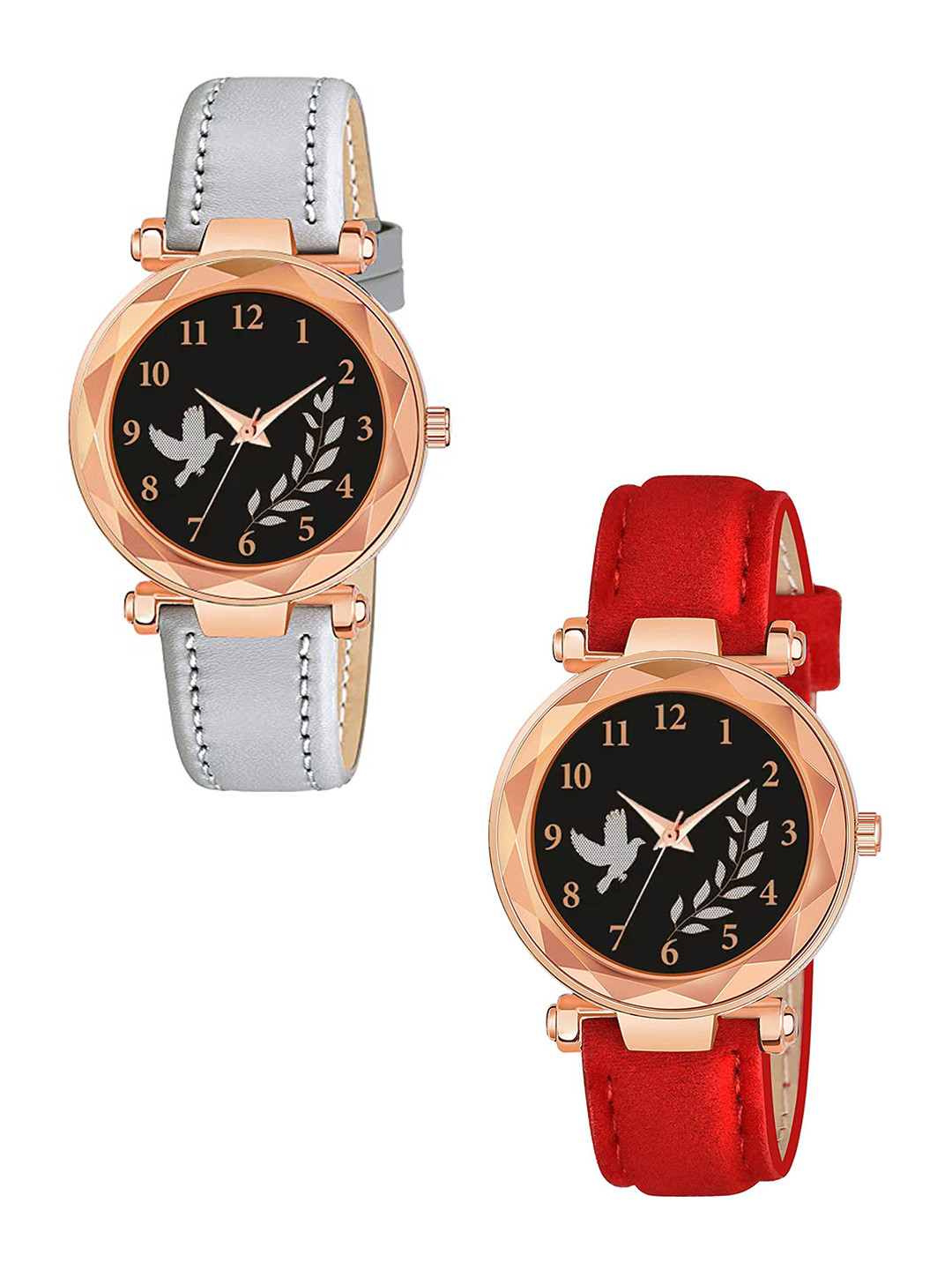 CSAMON Women Printed Dial & Regular Straps Analogue Watch GR379RG BIRD GREY RED Vel L