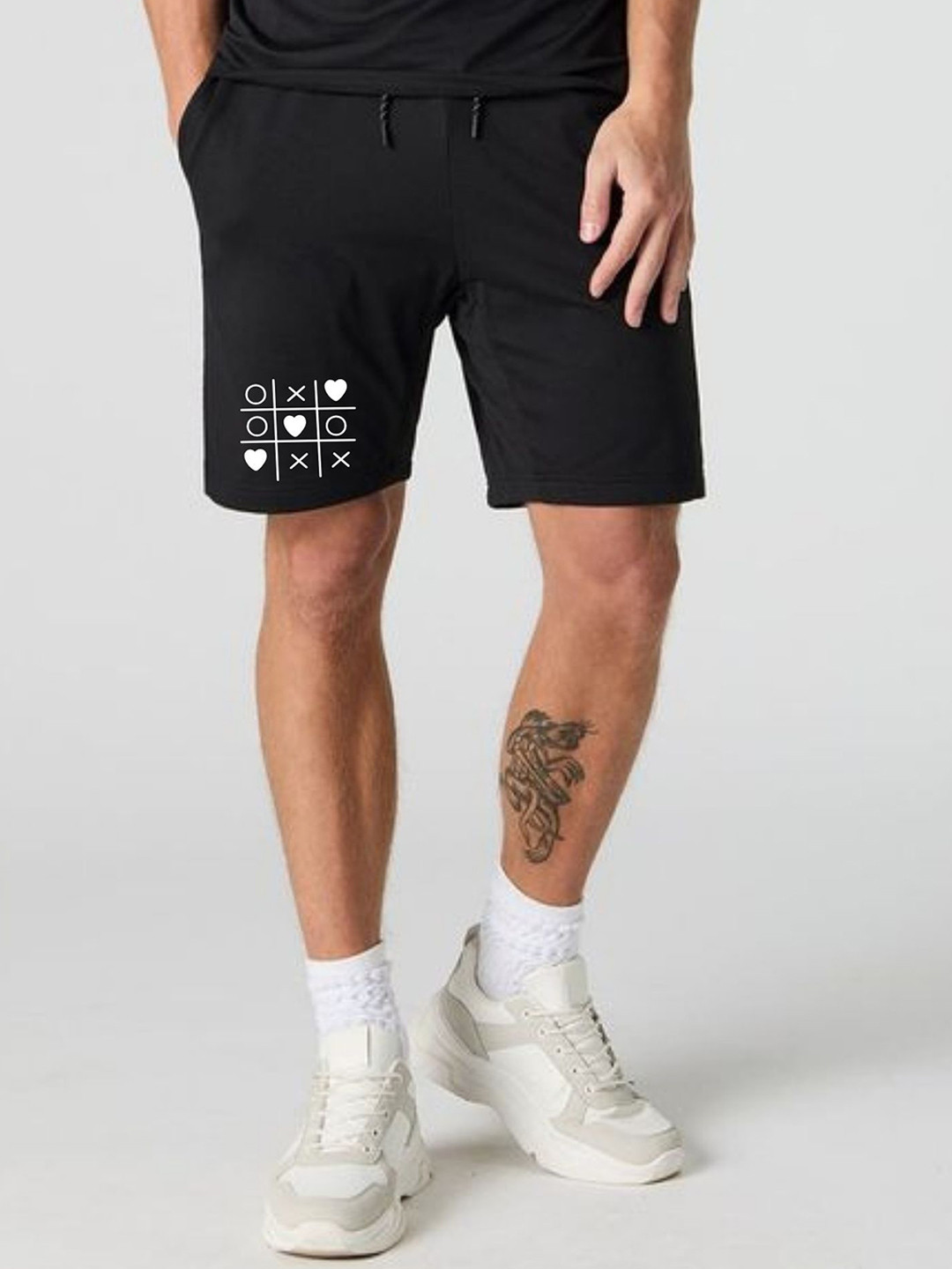 FABSTIEVE Men Ticctactoe Printed Cotton Low-Rise Shorts