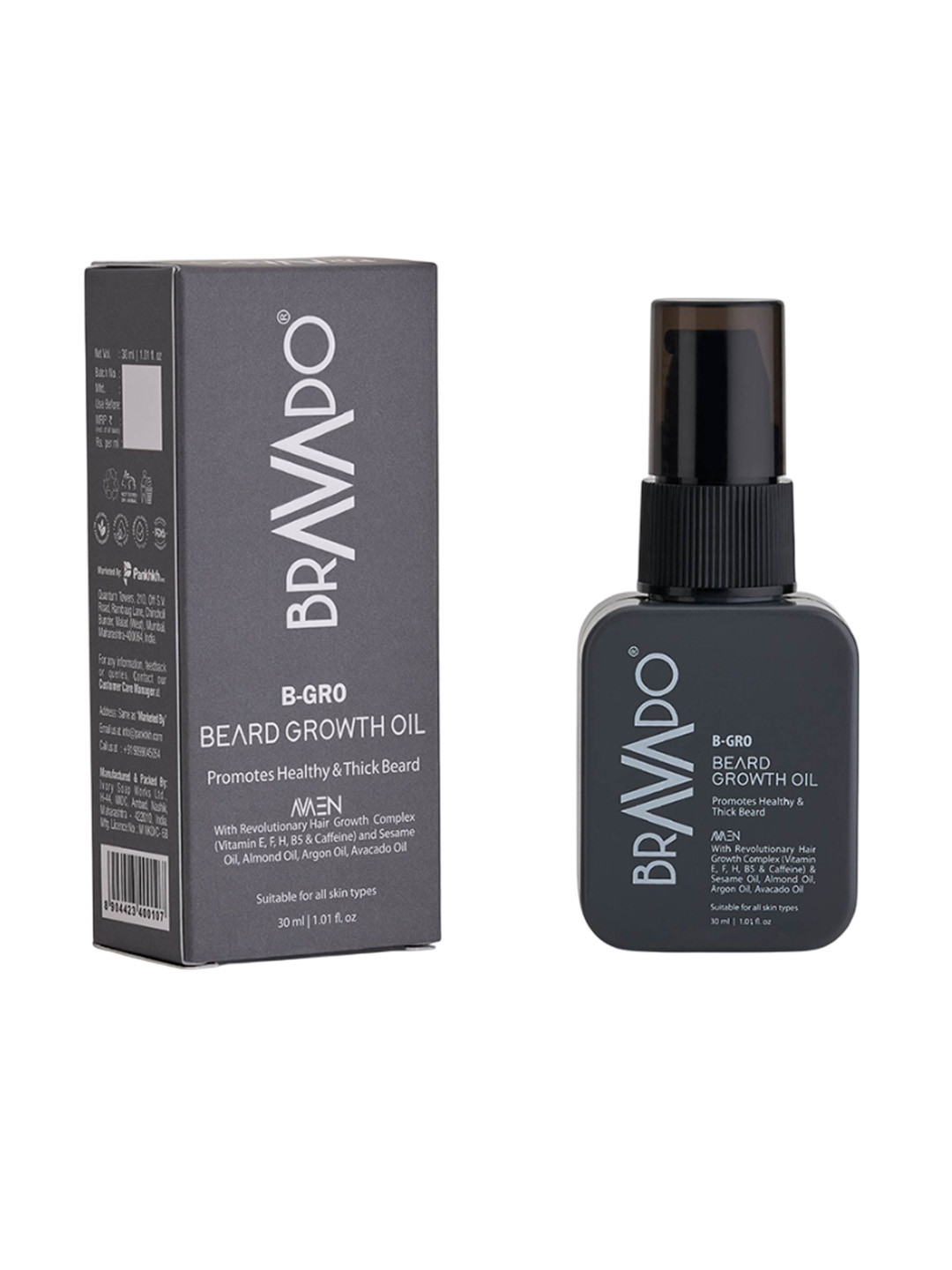 Bravado B-Gro Beard Growth Oil for Deep Moisturizing, Thicker, Faster Beard Growth - 30ml