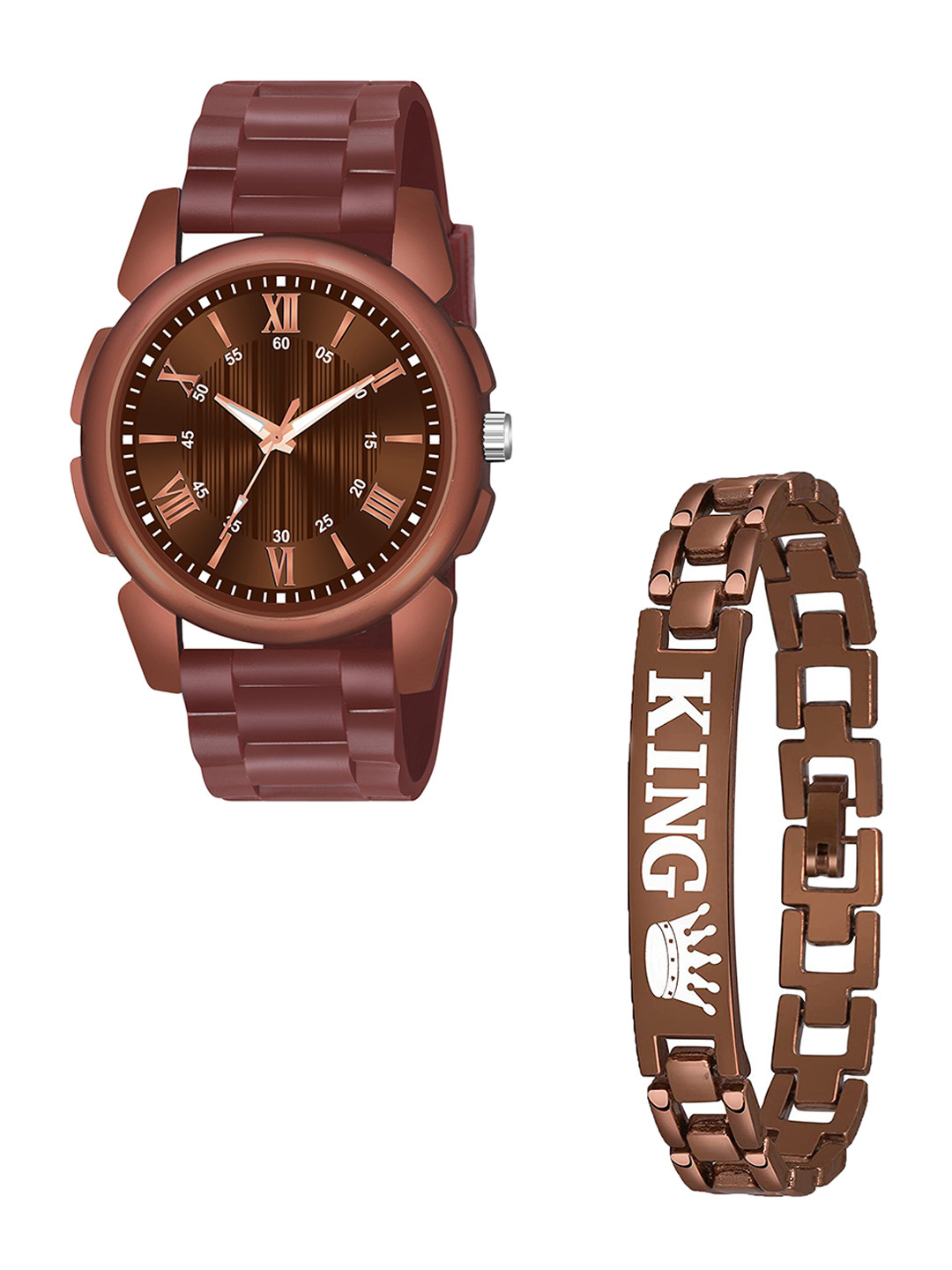 Gopal Shopcart Unisex Dial & Bracelet Style Watch Gift Set J16 1016BRO D NEW PU K Bracelet