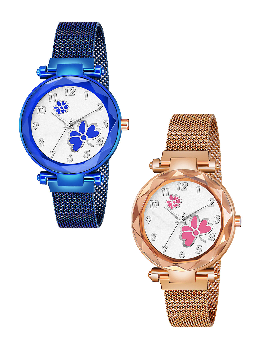 Gopal Shopcart Unisex Pack Of 2 Analogue Watch GR_379 Blue 315 Blue 379 Rose Gold Pink