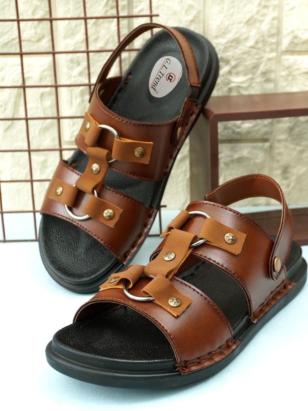 G L Trend Tan Leather Sandals