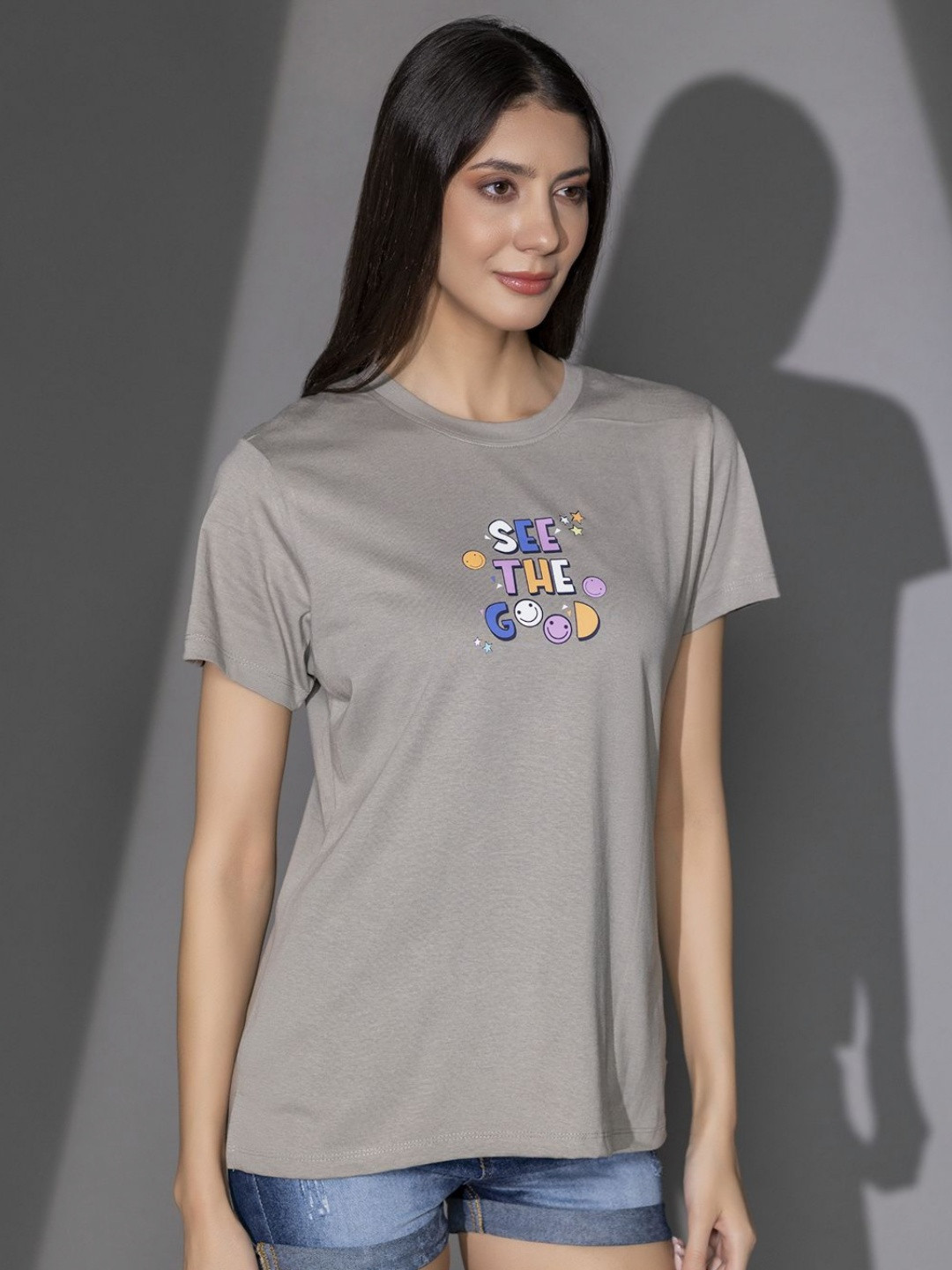 TITTLI Women Graphic Printed Round Neck Cotton T-shirt