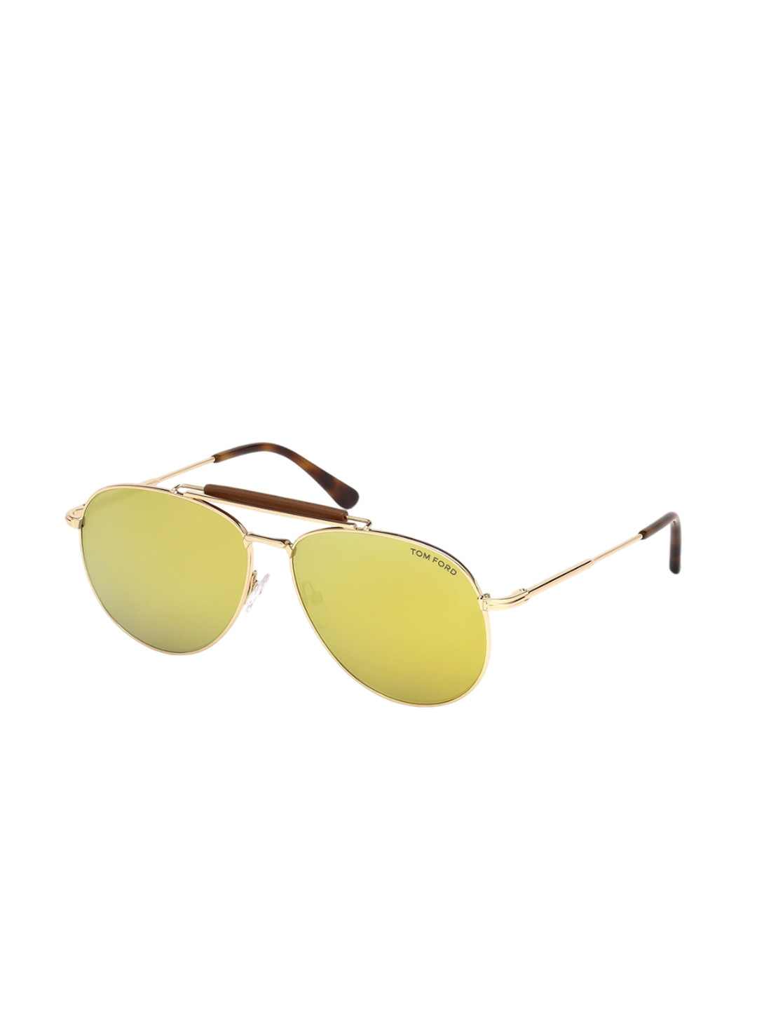 Tom Ford Men Yellow Lens & Gold-Toned Aviator Sunglasses with UV Protected Lens