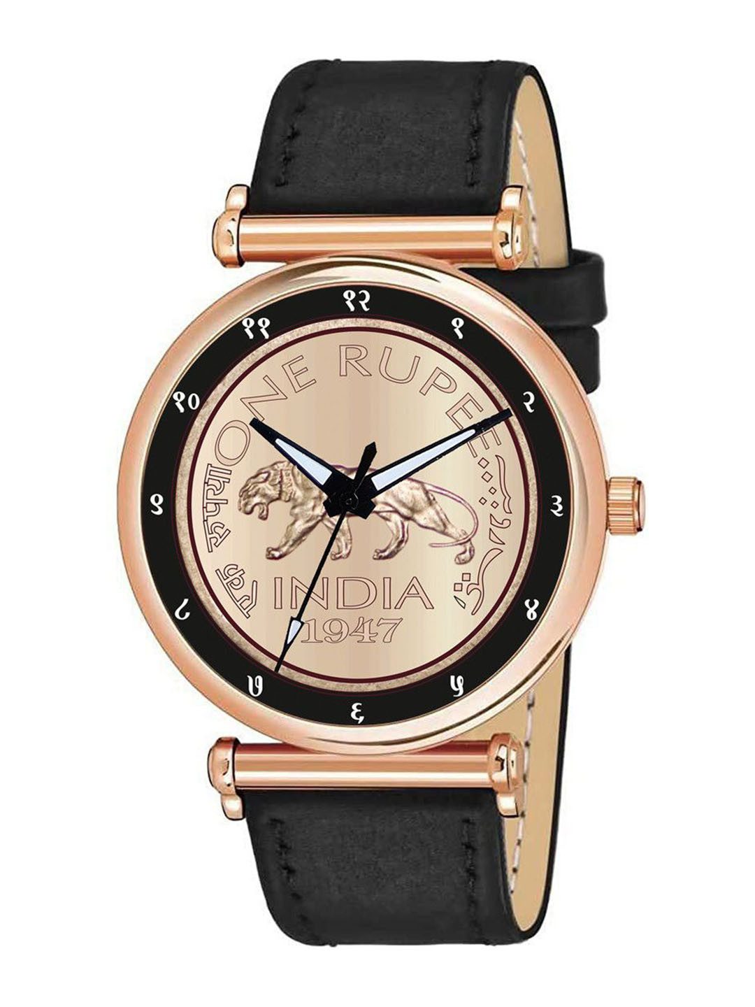 CSAMON Men Patterned Dial & Leather Straps Analogue Watch C34MRG GREY RS Black Chikani