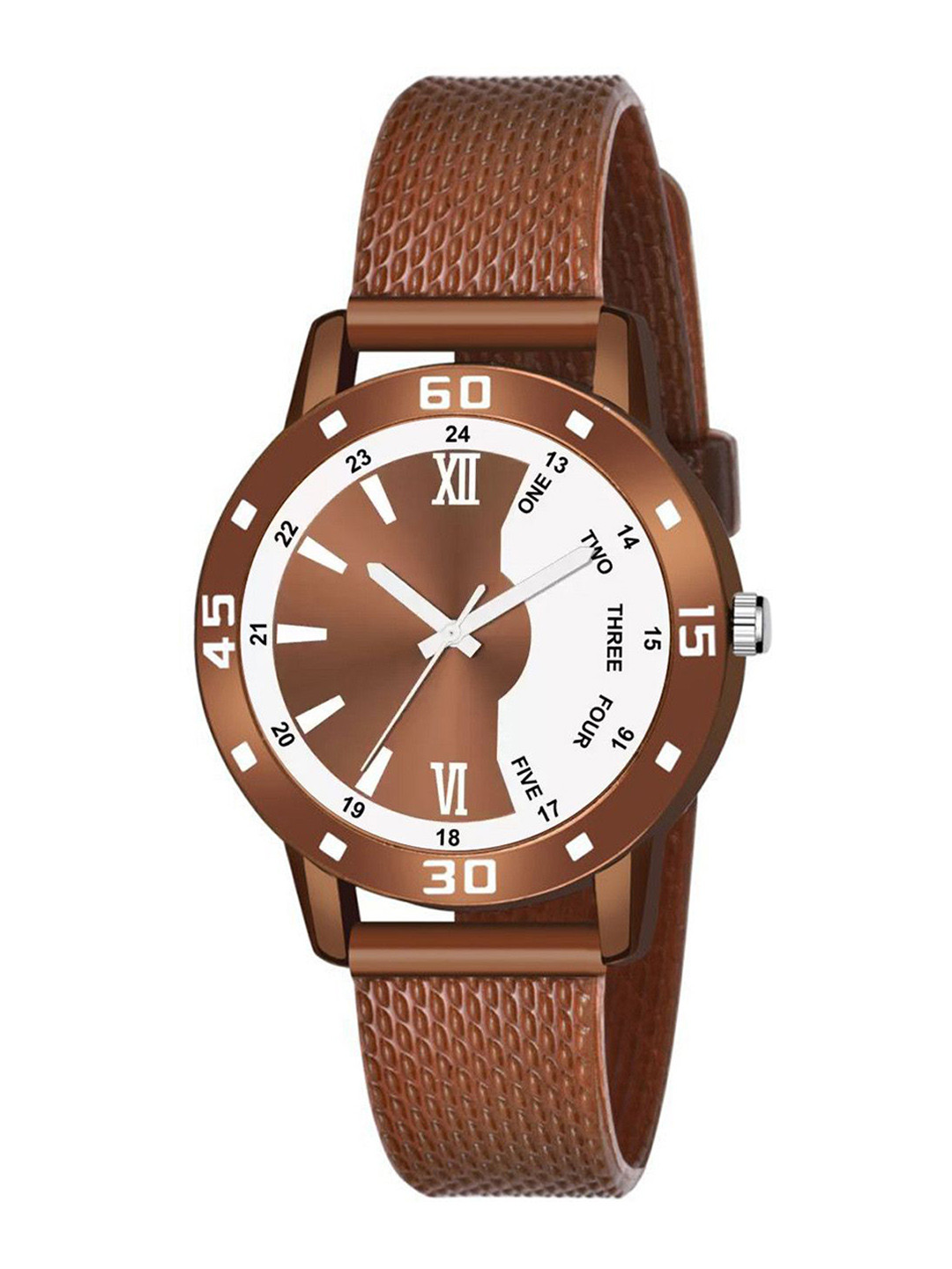 CSAMON Round Dial & Textured Straps Analogue Watch C_1002 BRO D Aeviyo Women S