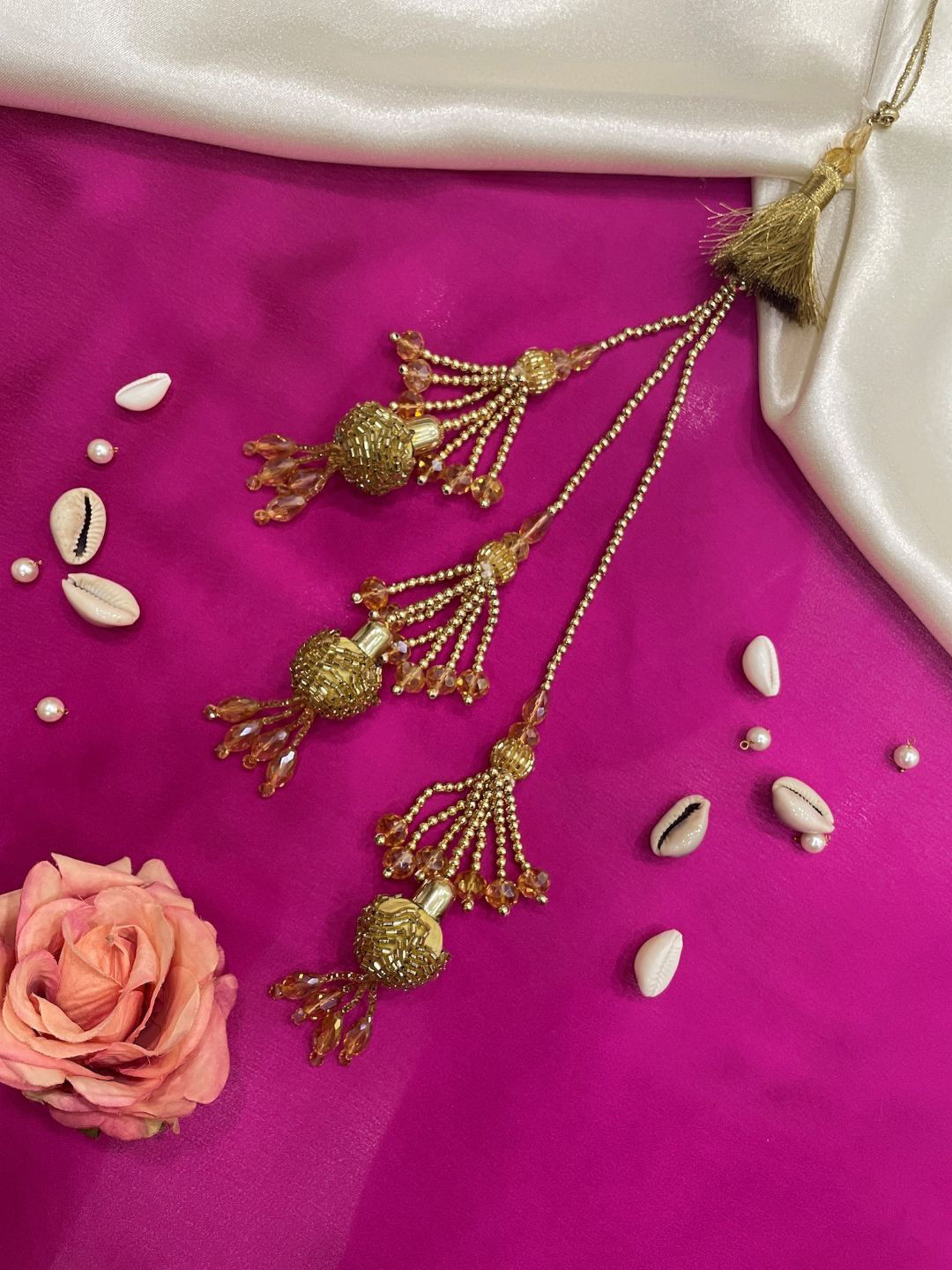 Digital Dress Room Tassel And Ball 3 Layer Lumba Rakhi