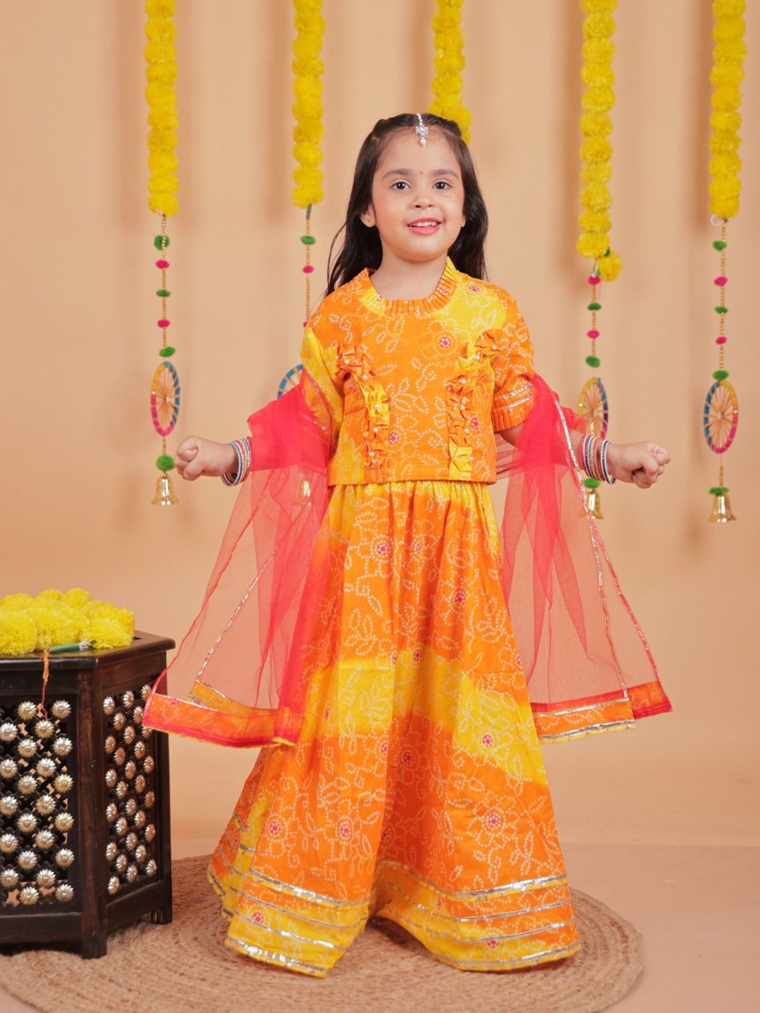 UNBIND Girls Ready to Wear Lehenga & Blouse Cotton