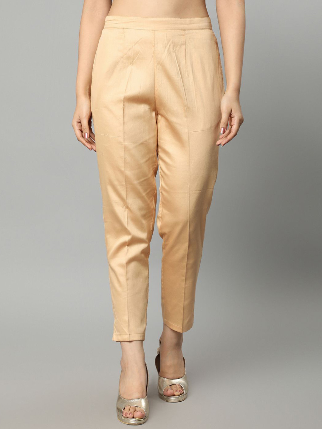 Mera Rang Women Wrinkle Free High-Rise Regular Fit Cropped Trousers