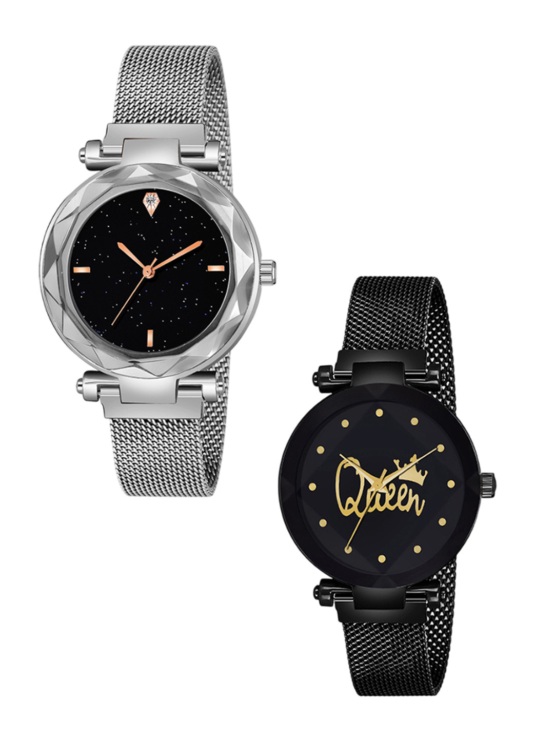 CSAMON Women Pack Of 2 Analogue Watch GR_379_Silver_4_Prizam_Queen_Maganet