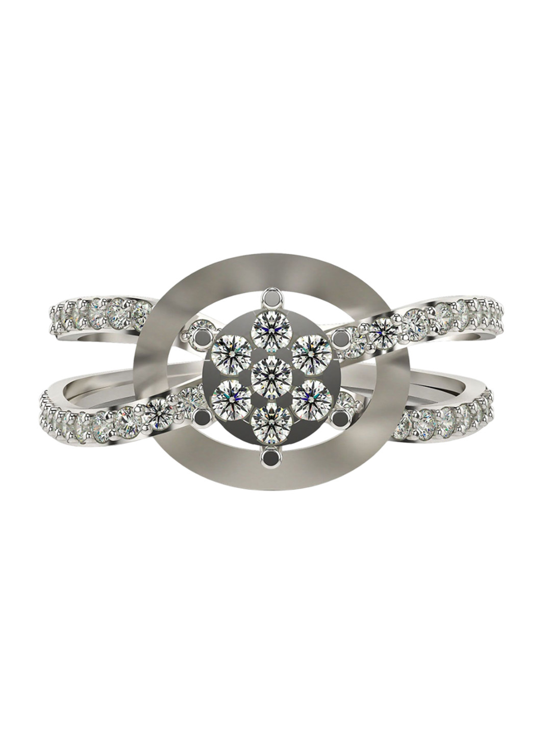 VALANOVA 14KT White Gold Diamond Studded Ring 2.91 g