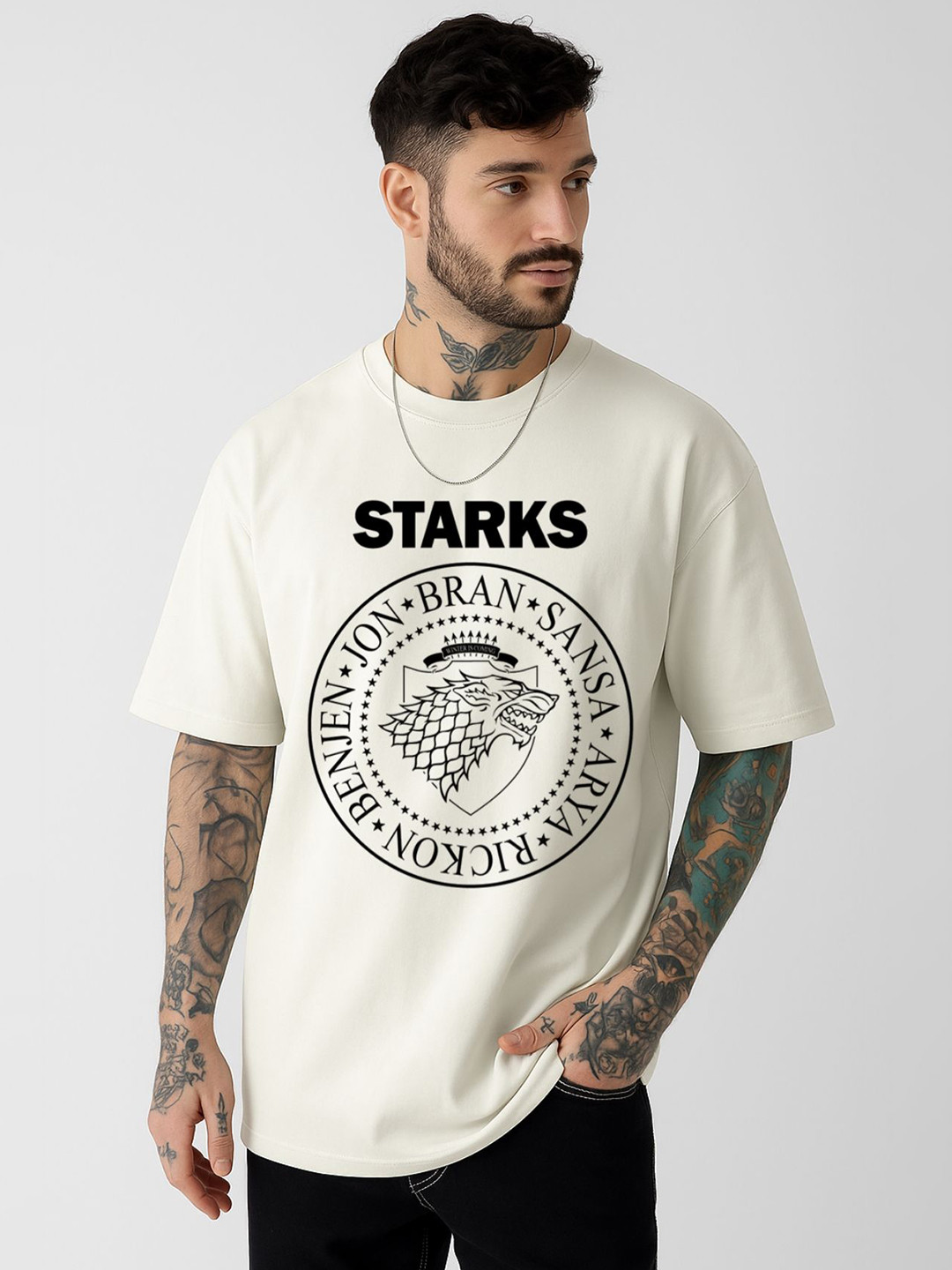 Be Crazy Men Game Of Thrones Graphic Printed Round Neck Cotton Oversized T-shirt