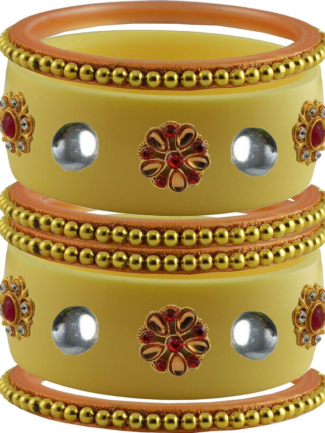 Vidhya Kangan Brass Yellow Bangles Set