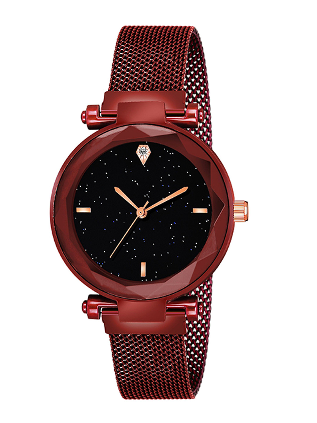 CSAMON Women Embellished Dial & Bracelet Style Straps Analogue Watch Metal_Queen_379_Red_4