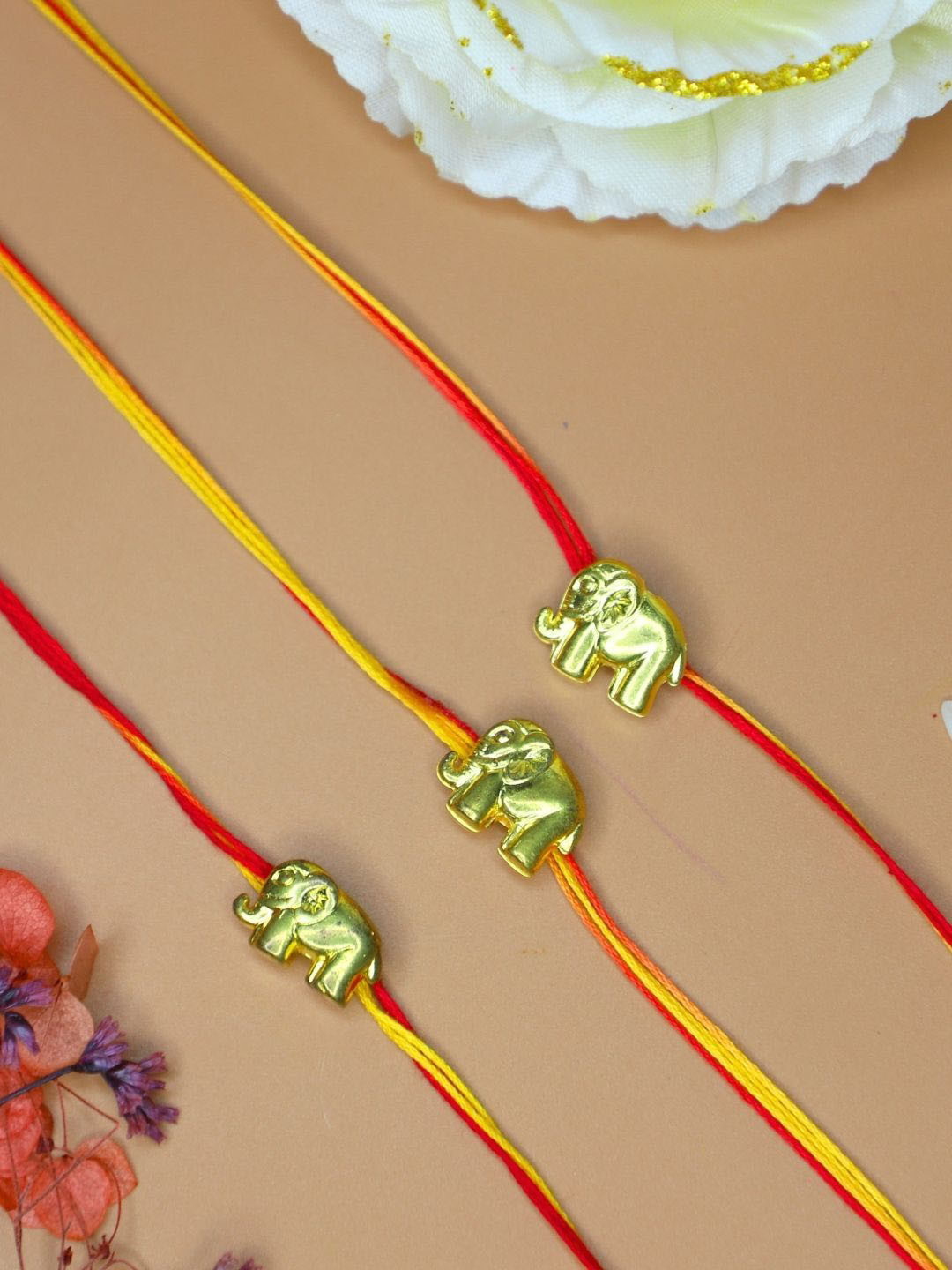 Anouk Set of 3 Quirky Rakhis With Greeting Card & Roli Chawal