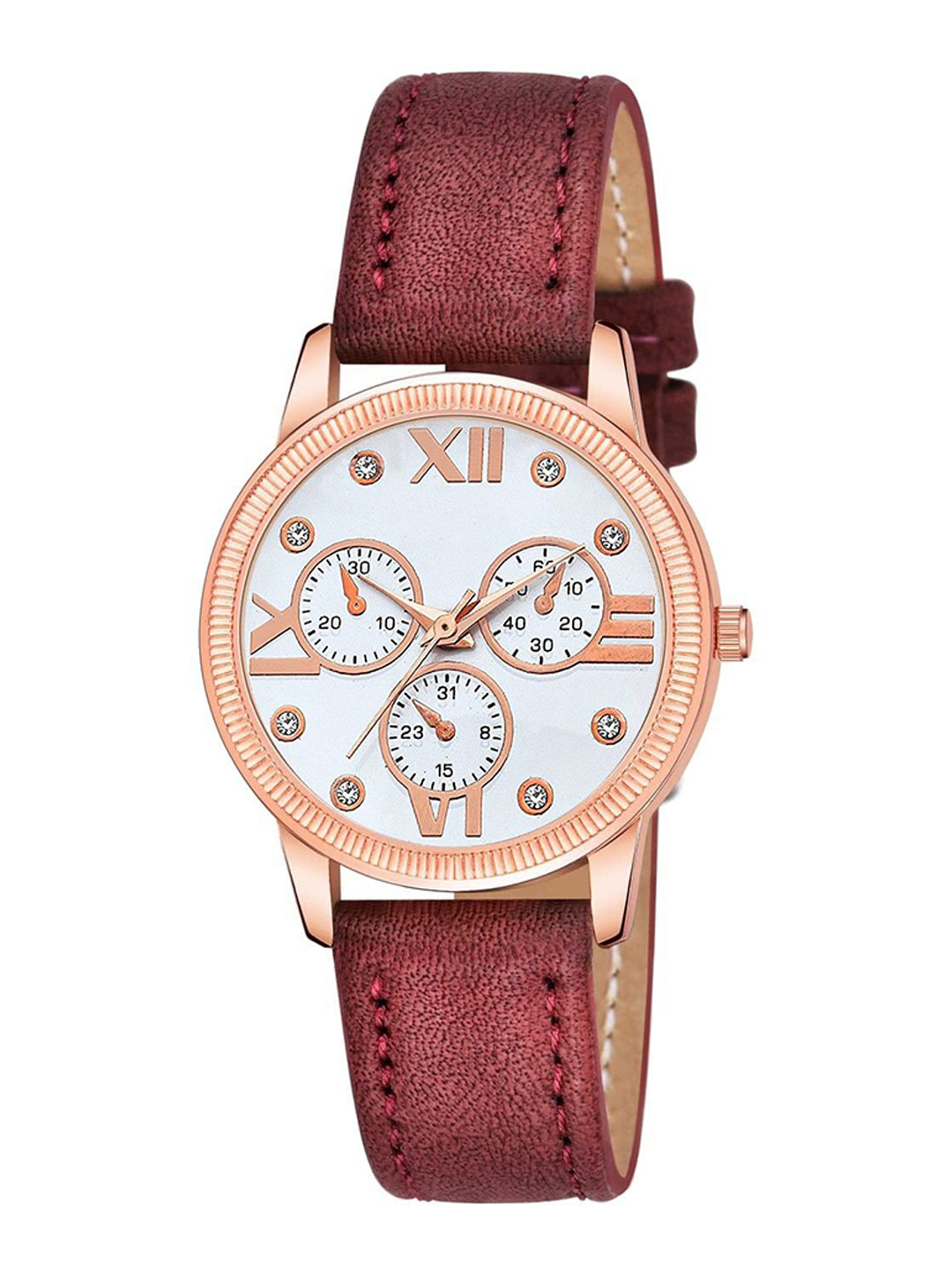 CSAMON Women Embellished Dial Analogue Watch C25RG_WH Mina MRO Leather_F