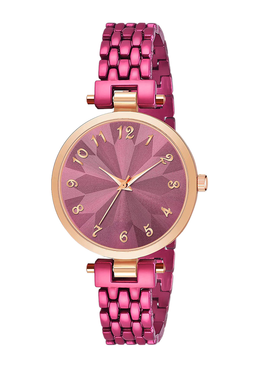 CSAMON Women Dial & Stainless Steel Textured Straps Analogue Watch NK 321RG Maroon
