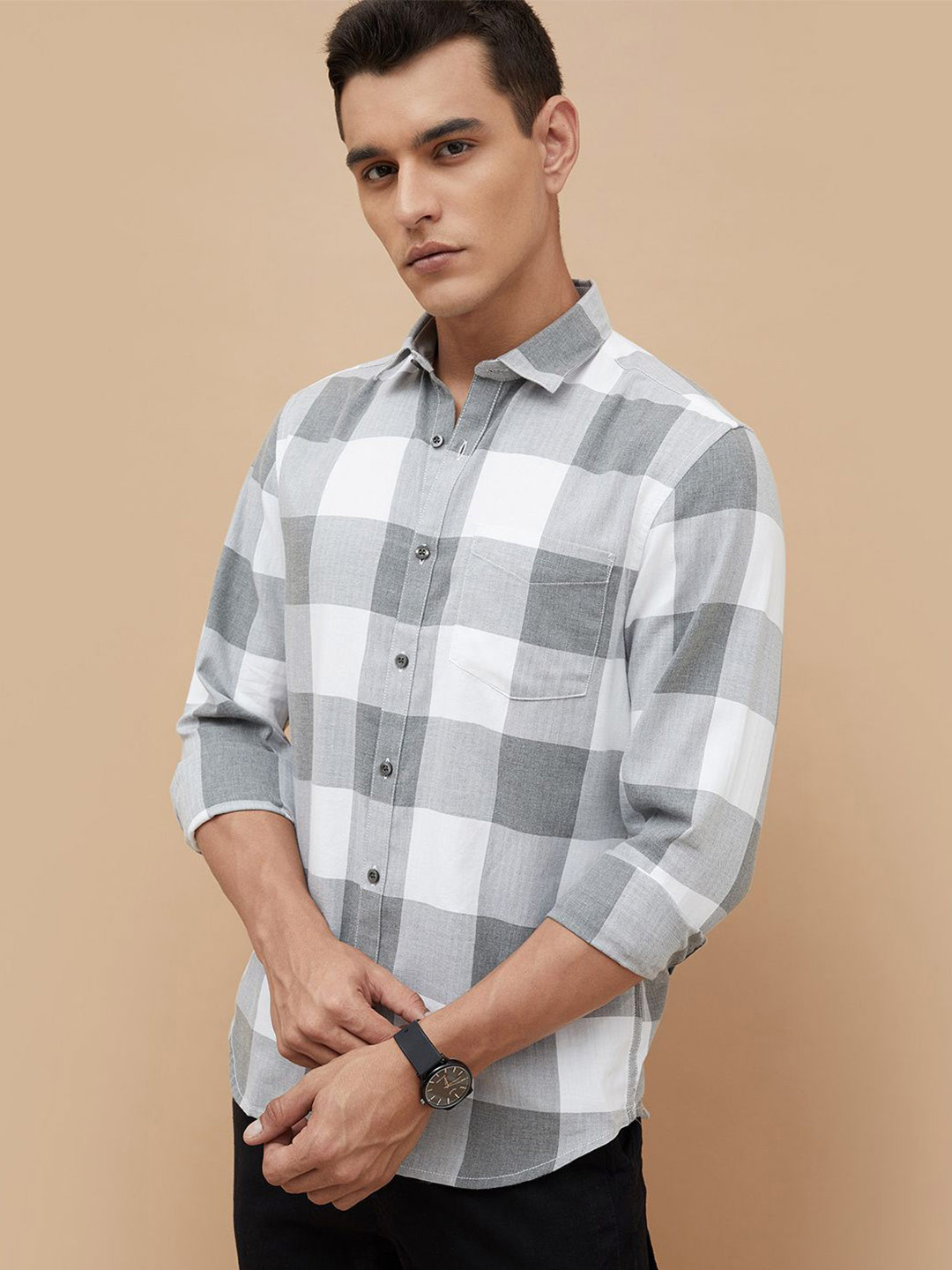 CODE by Lifestyle Buffalo Checked Cotton Casual Shirt