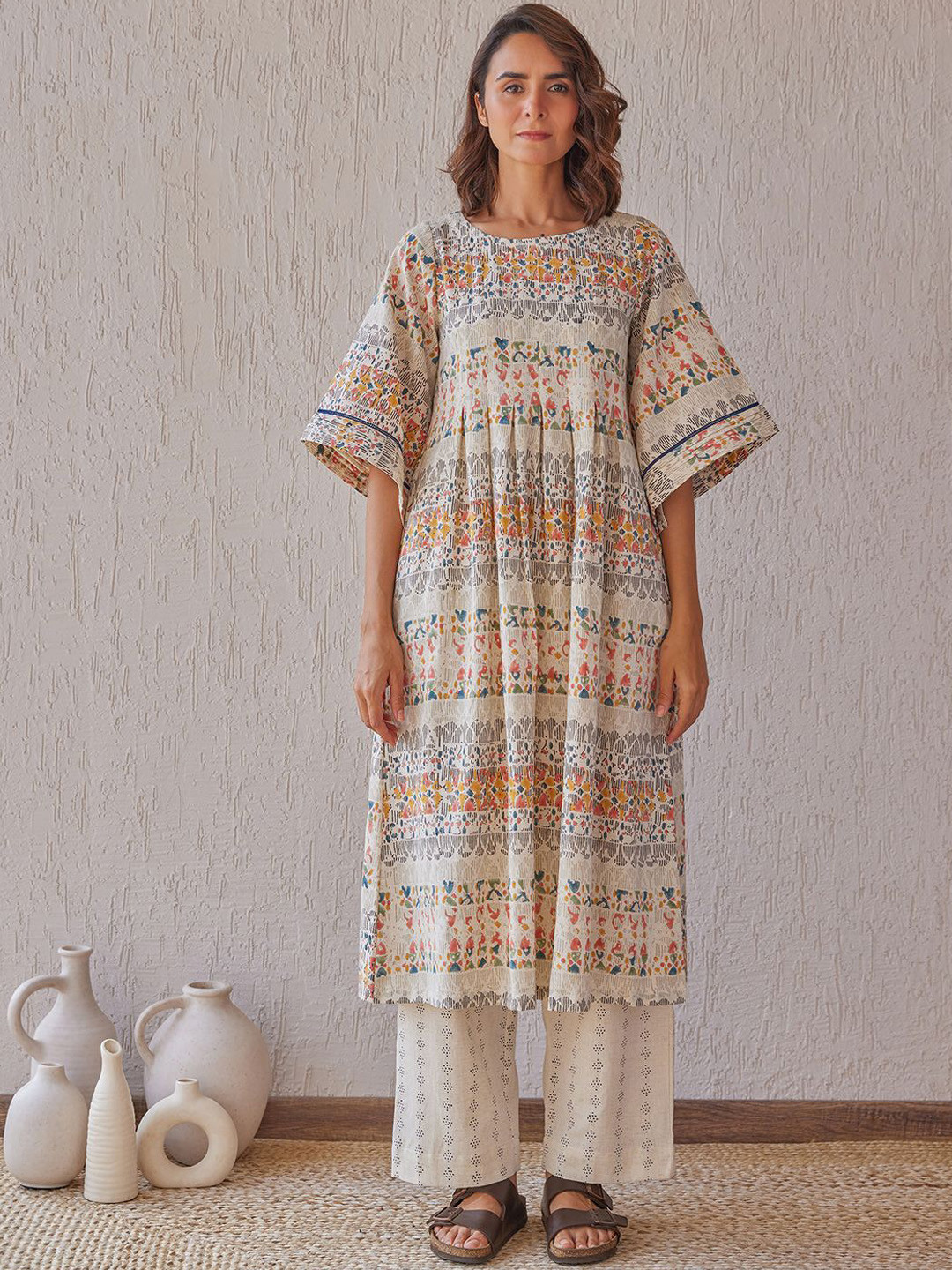 The Yellow Bow Montage Printed Round Neck Tunic With Palazzo Co-Ords Set