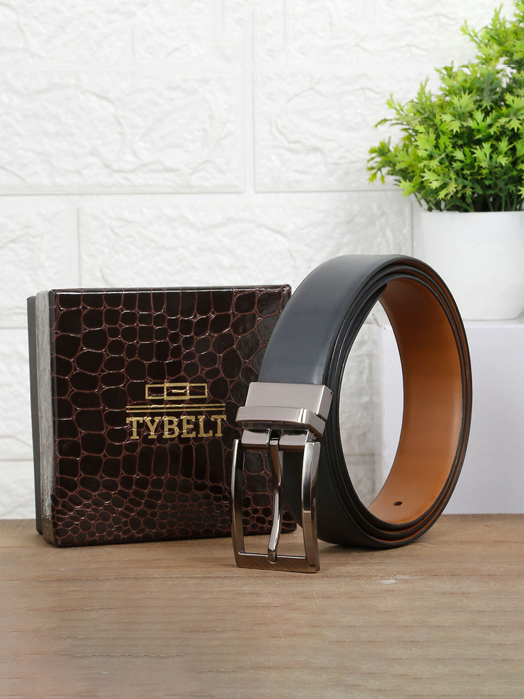 TYBELT Men Leather Pull and Twist Closure Reversible Belt