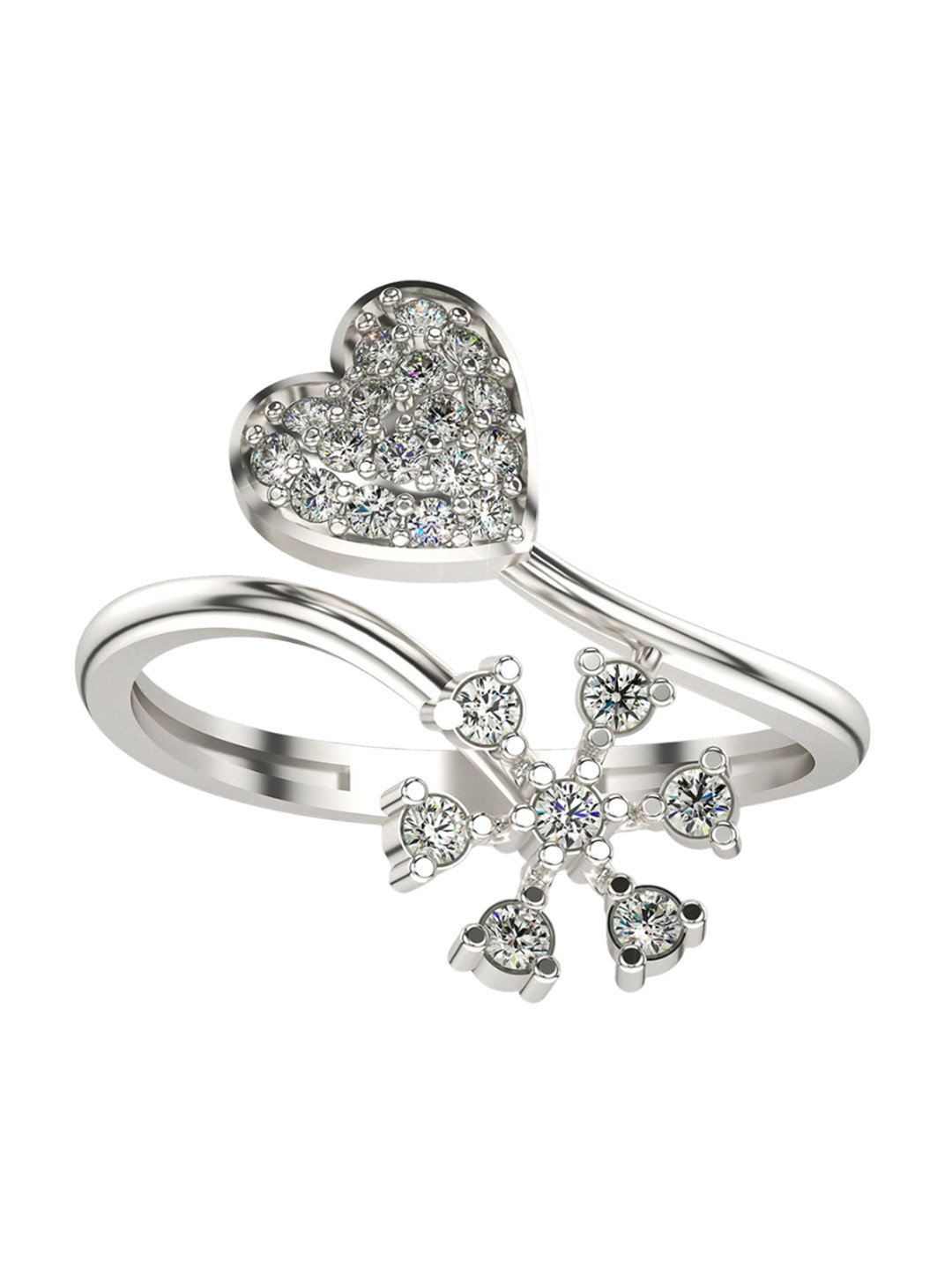 VALANOVA 14KT White Gold Diamond Studded Ring 2.53 g