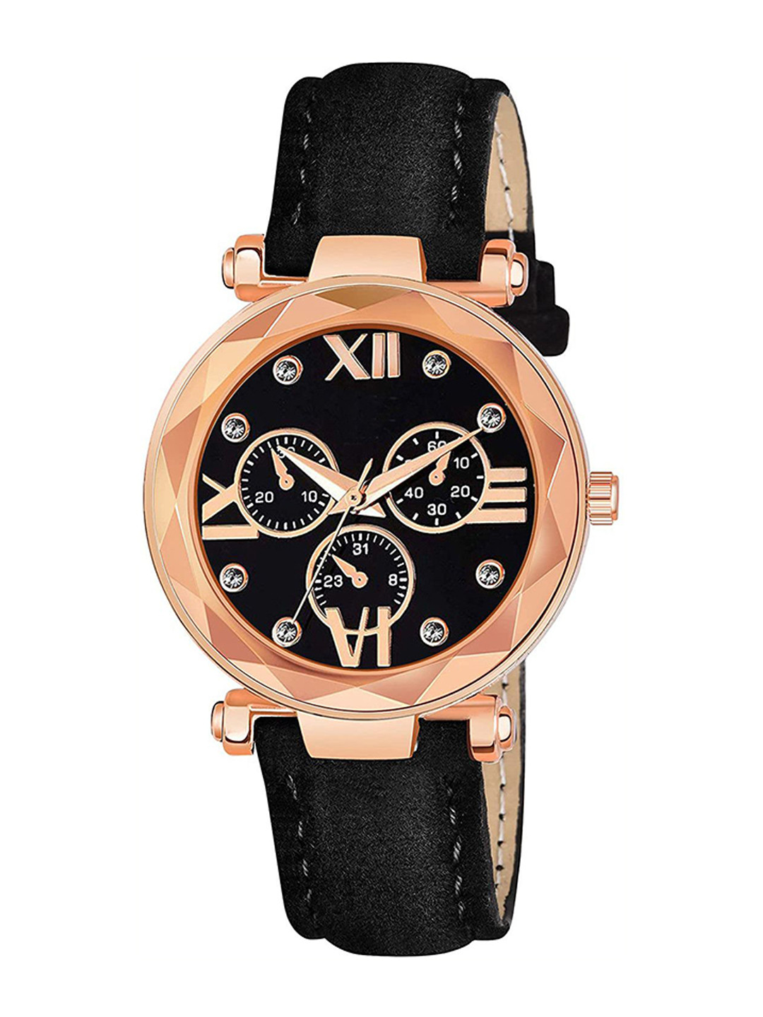 Gopal Shopcart Unisex Dial & Textured Straps Analogue Watch GR379RG Mina BLK Vel L