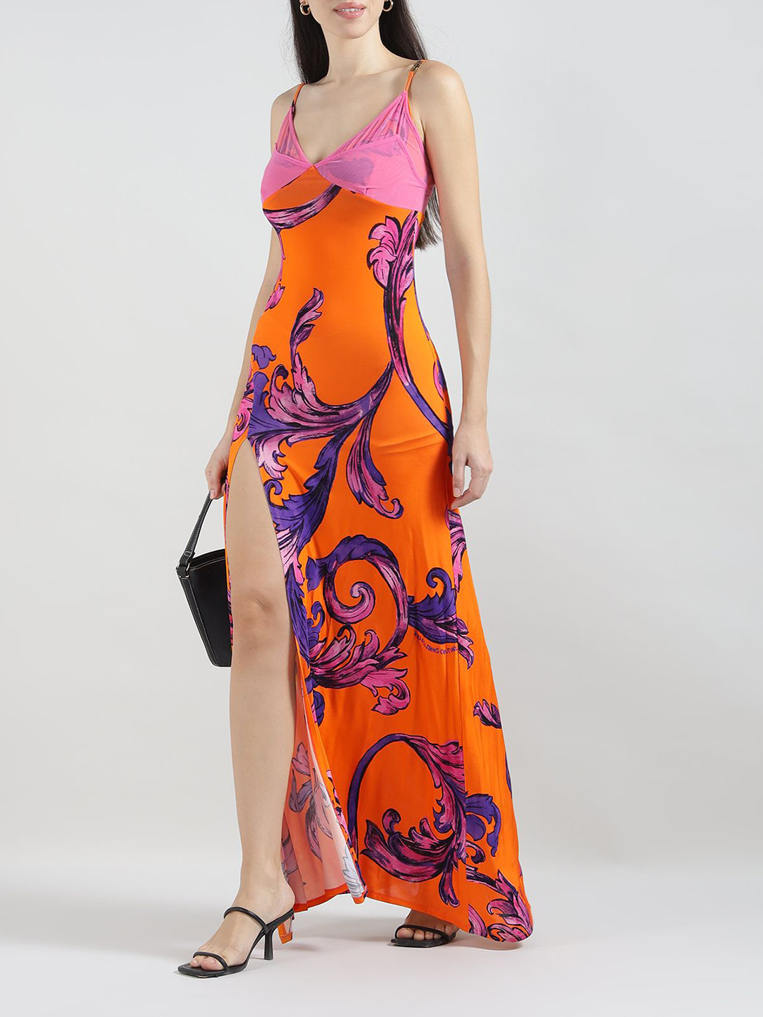 Versace Jeans Couture Women Shoulder Straps Floral Printed Maxi Dress