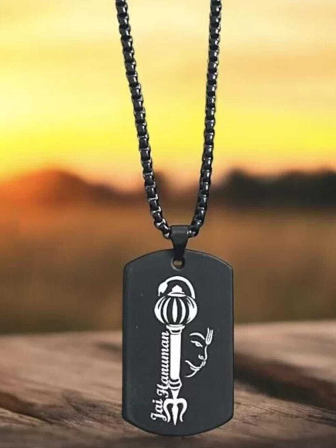 PASU FASHION Unisex Stainless Steel Jai Hanuman Pendant With Chain