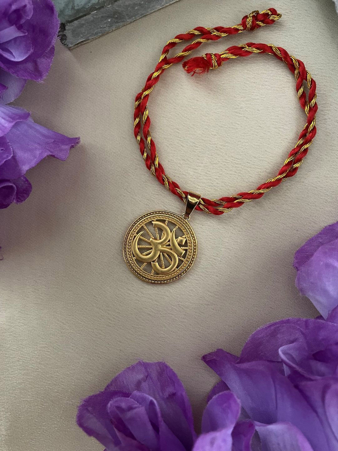 Digital Dress Room OM Round Pendant Thread Rakhi