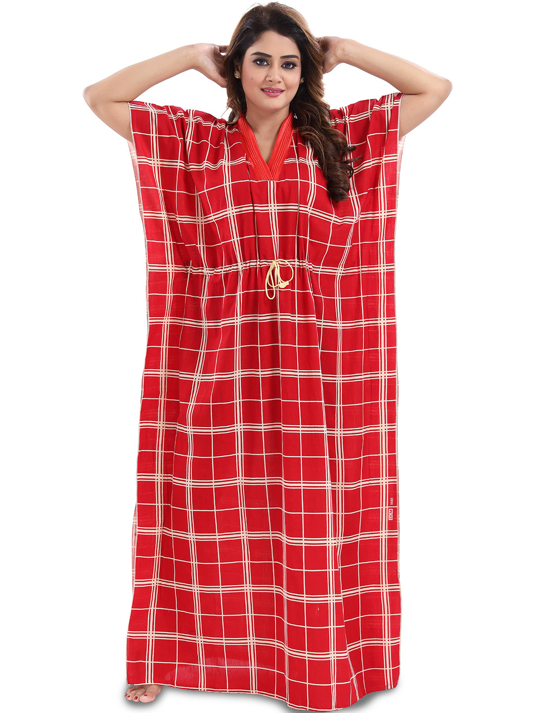 CINCO Checked V-Neck Maxi Kaftan Nightdress