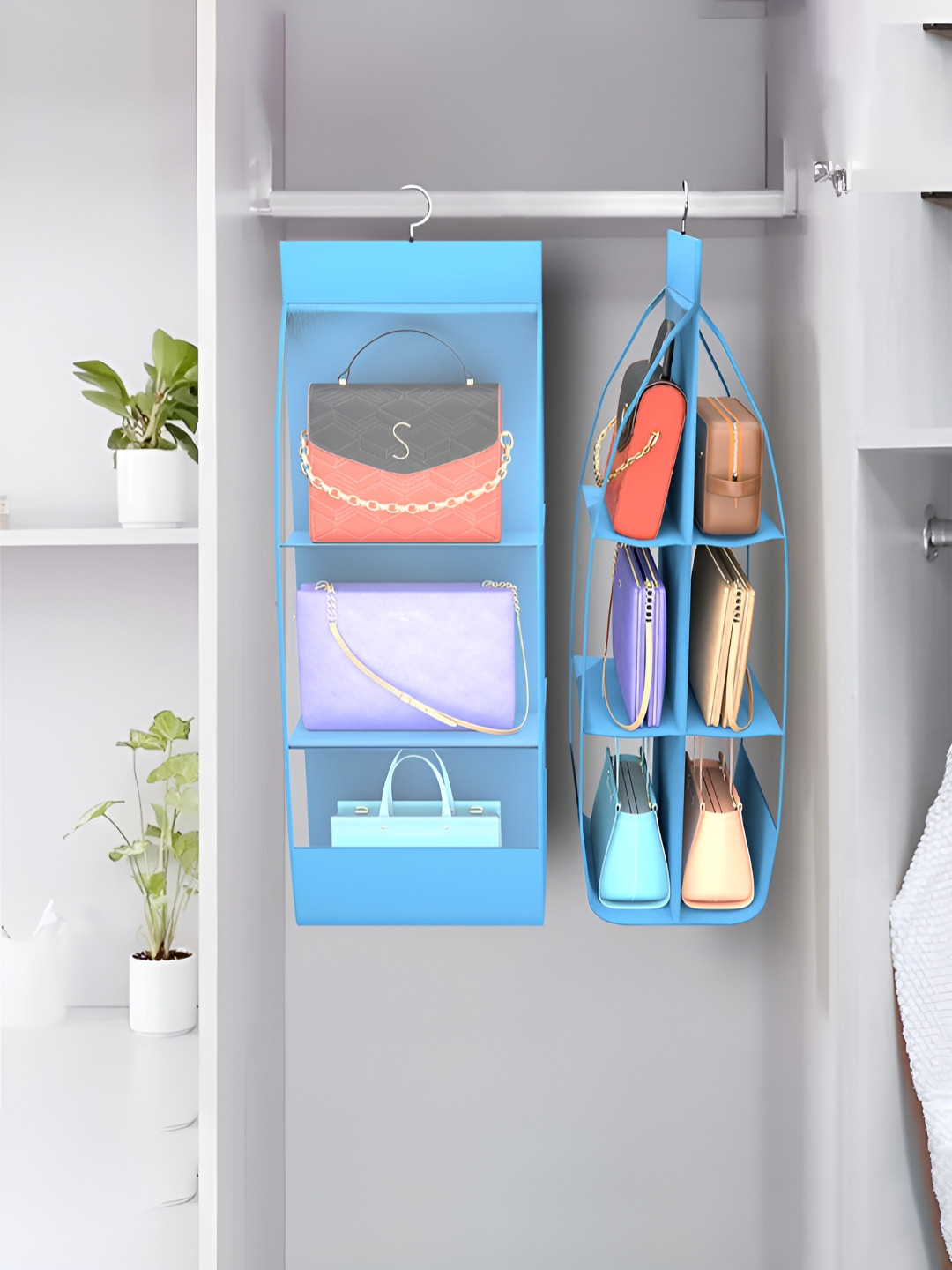 Aura Blue & Transparent 2 Pieces Storage Hanging Organisers