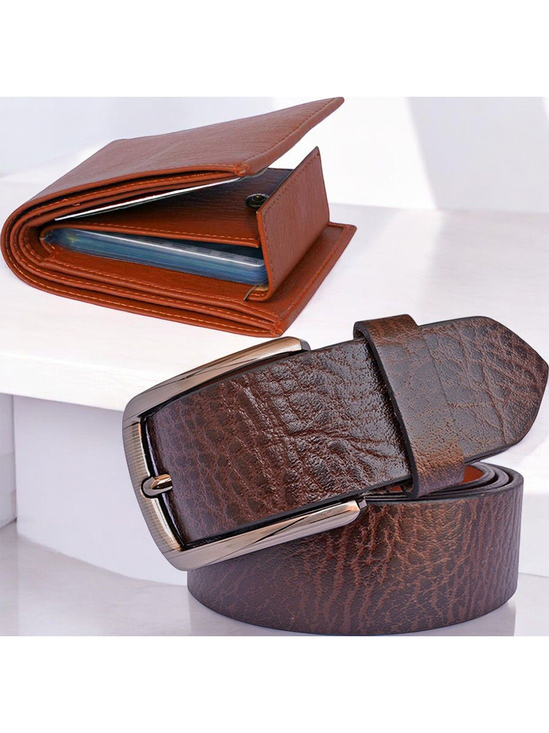 Provogue Men leather Wallet and Belt Accessory Gift Set