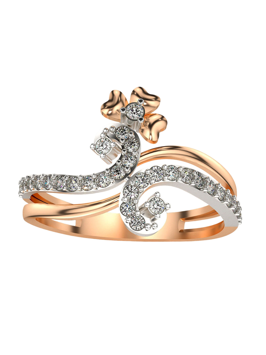 VALANOVA 14KT Rose Gold Diamond Studded Ring 2.41 g