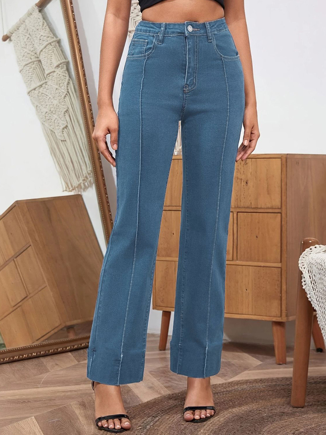 ADBUCKS Women Straight Fit High-Rise Stretchable Jeans