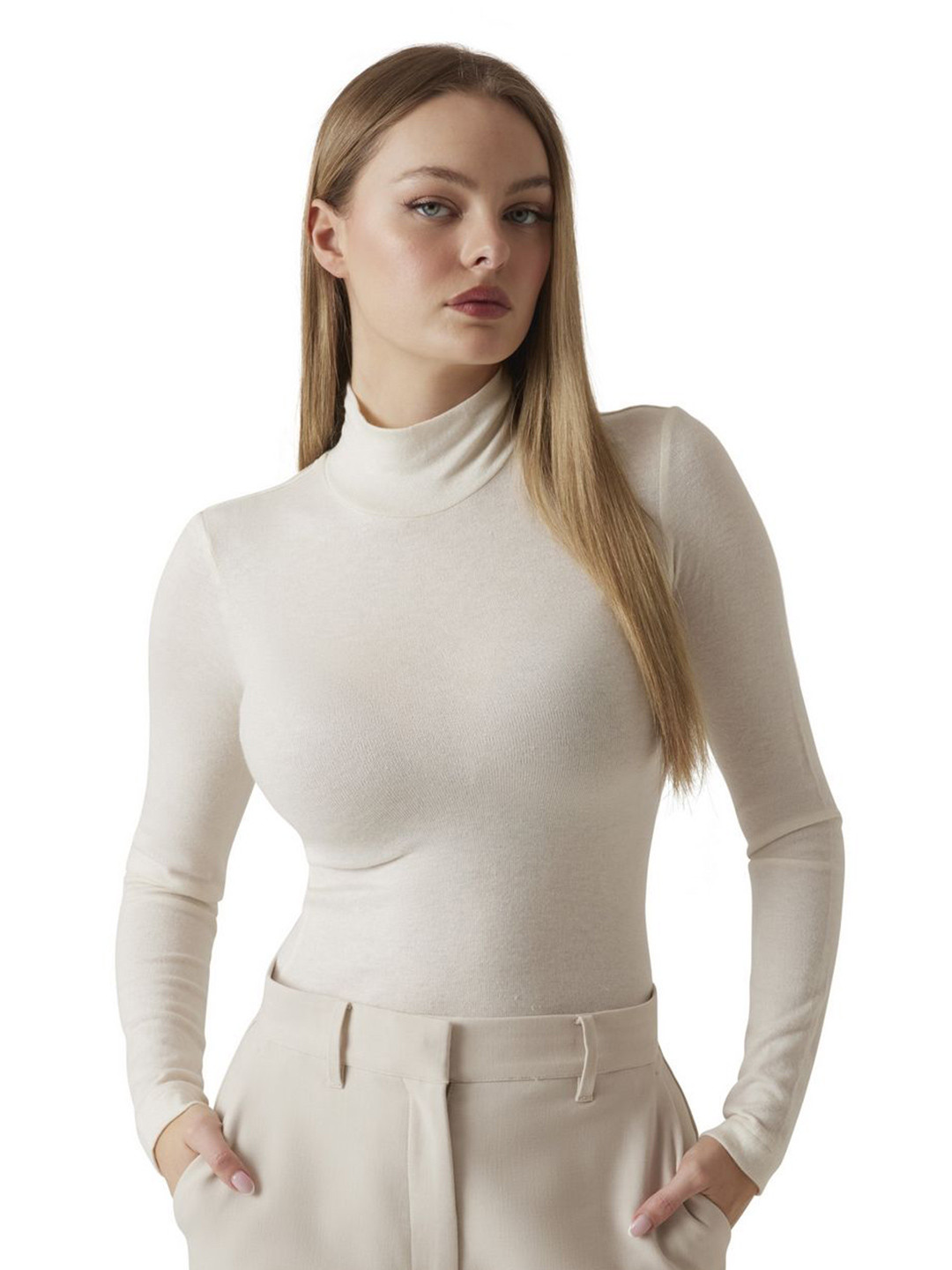 GUESS Women High Neck Regular Fitted Top