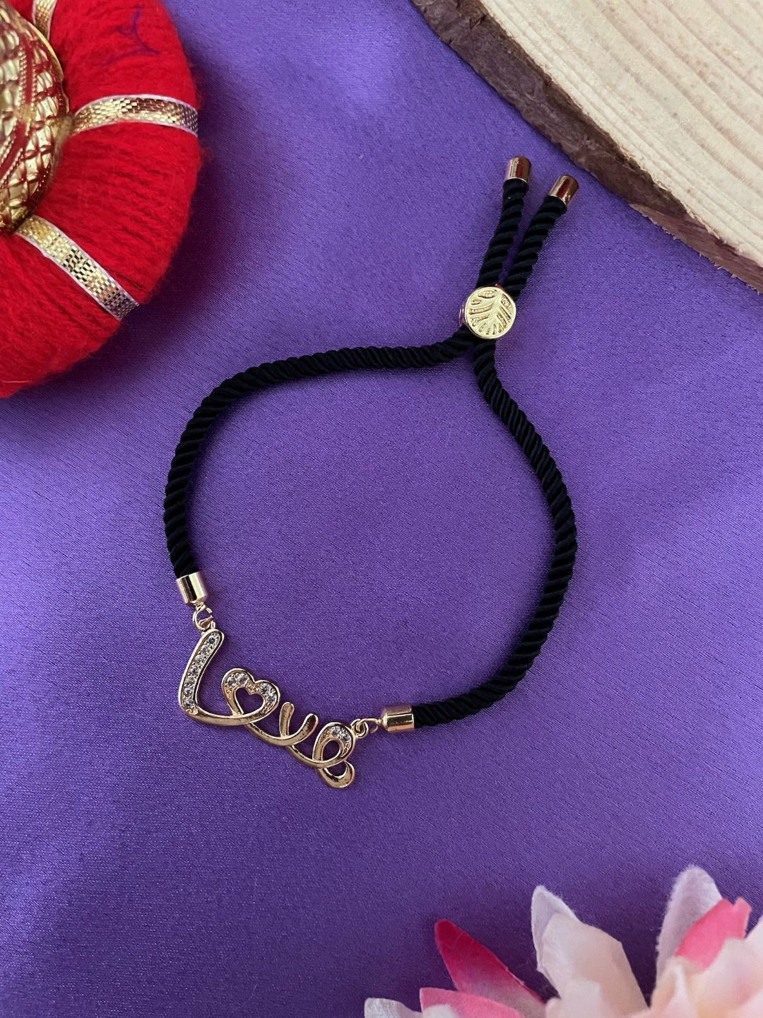 Digital Dress Room AD Studded Love Pendant Thread Rakhi